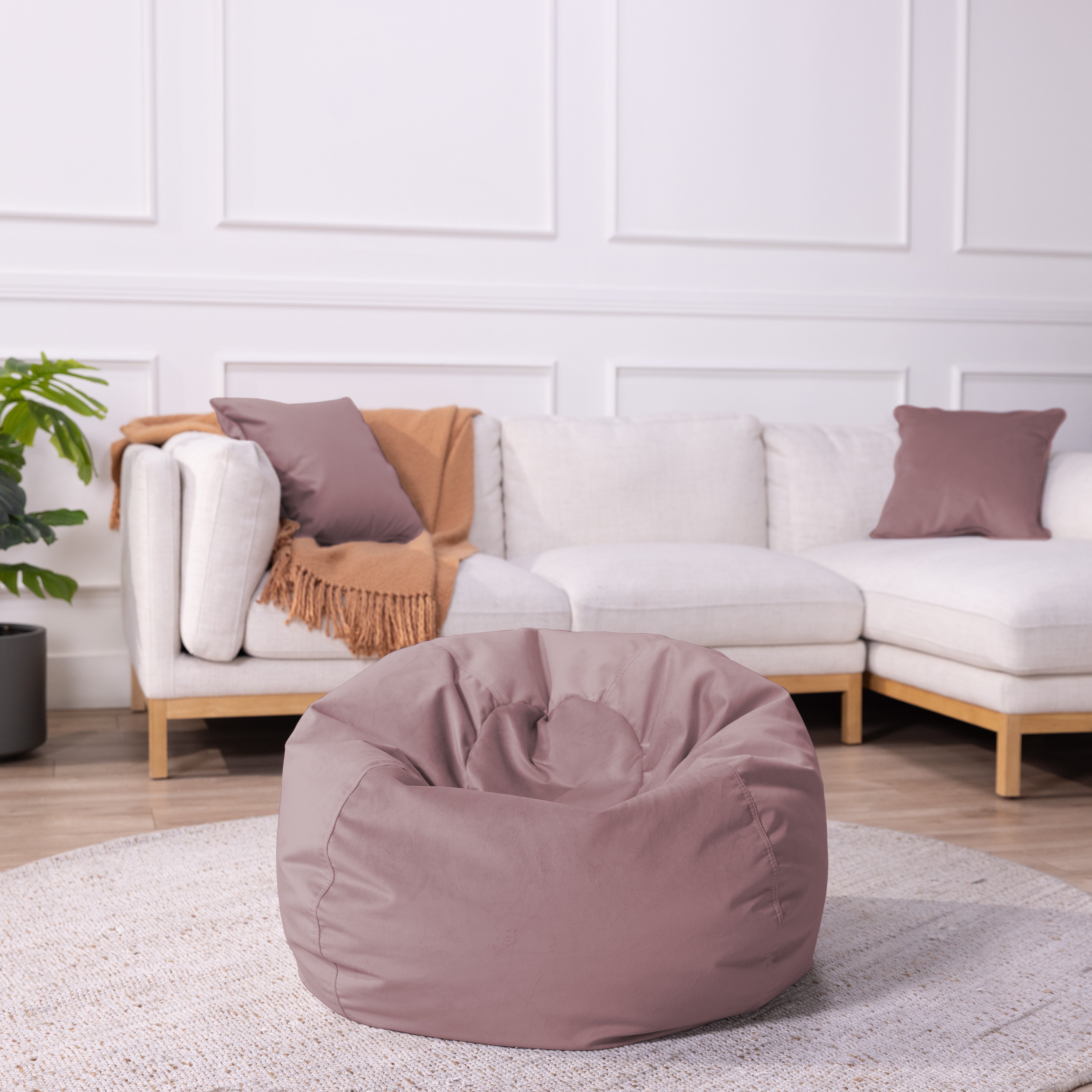 30" Round Velvety Bean Bag - Mauve