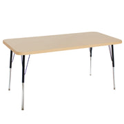 30" x 60" Rectangle La Madera Activity Table with Standard Legs - Maple Grain/Black