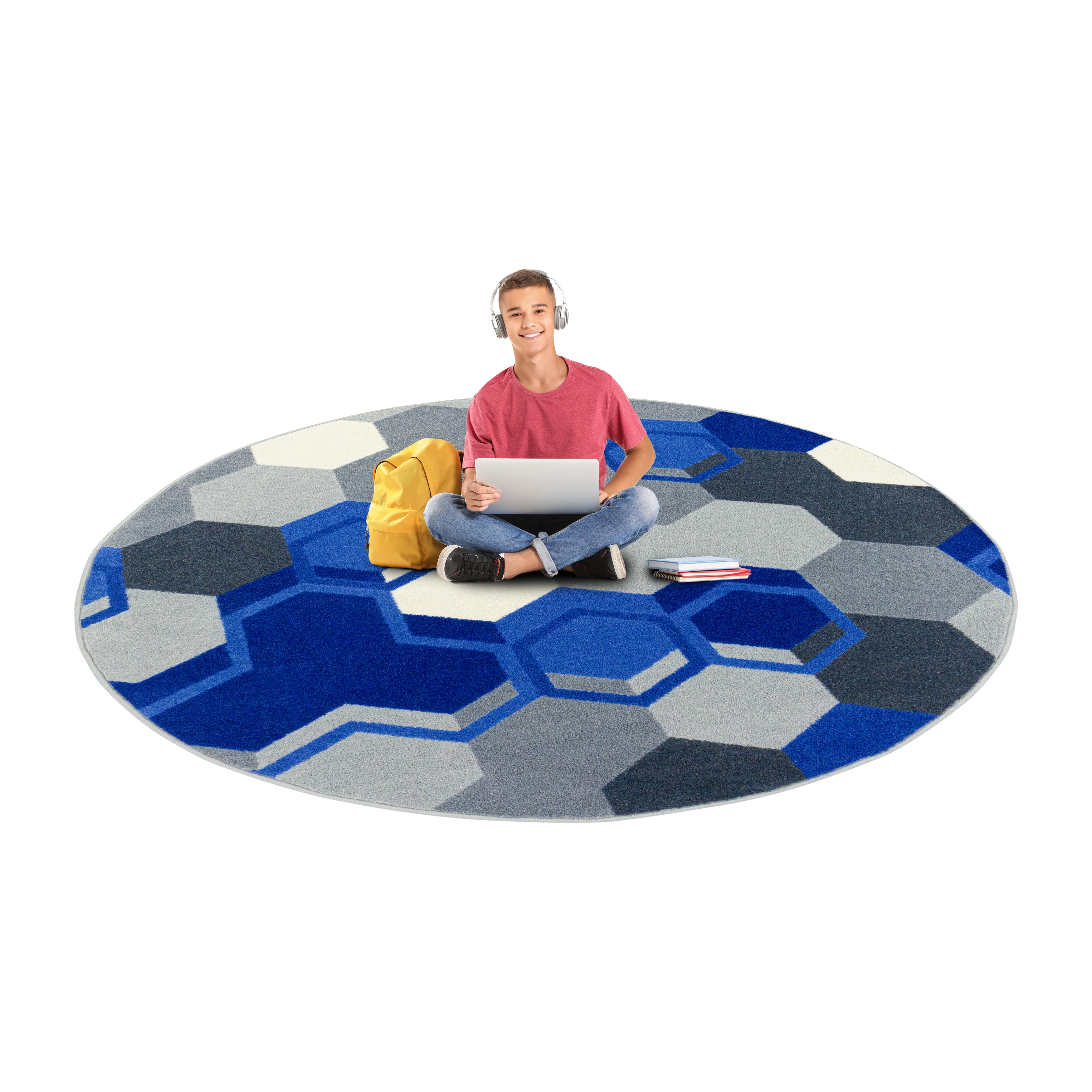 Team Up 7'7" Round area rug in color Blue