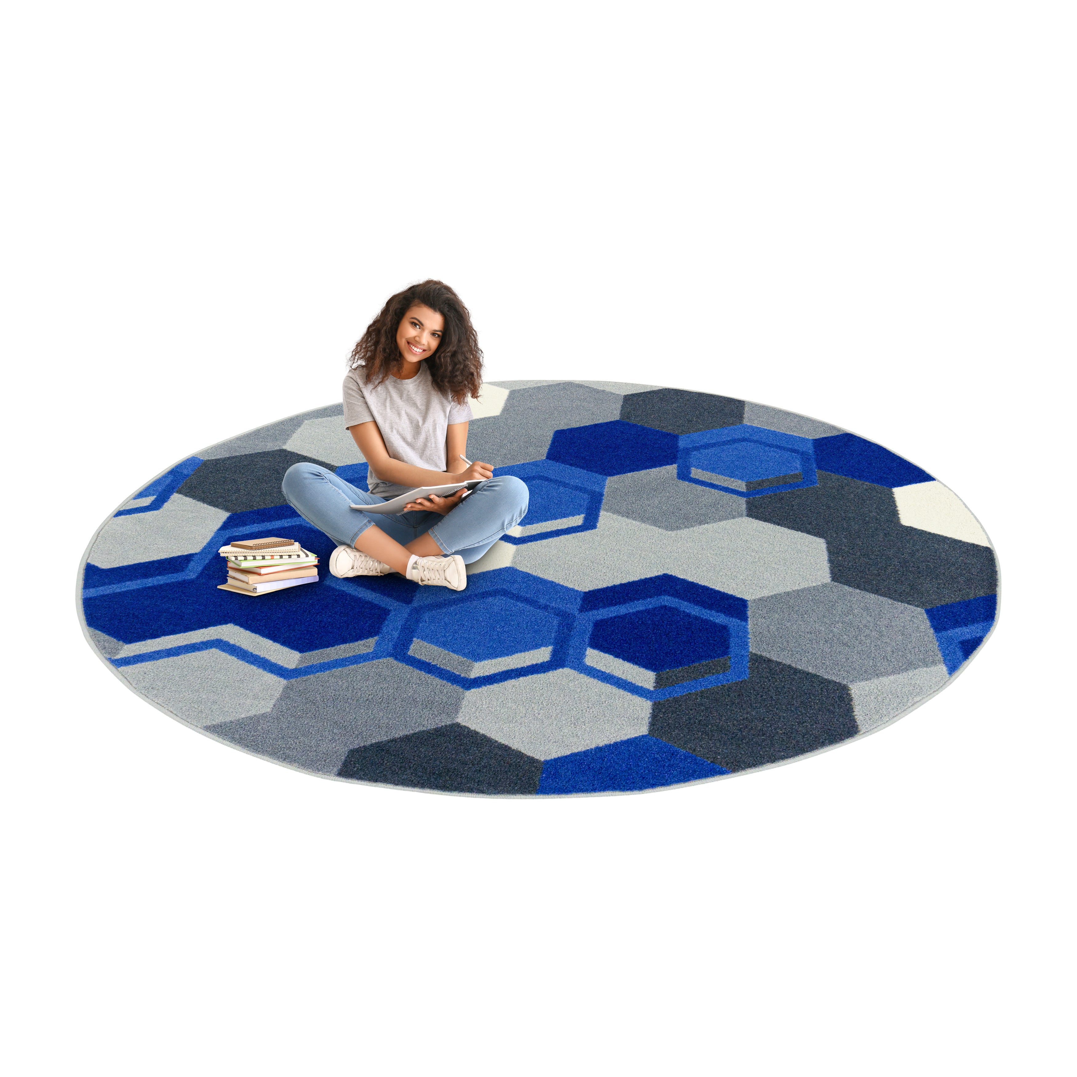 Team Up 7'7" Round area rug in color Blue