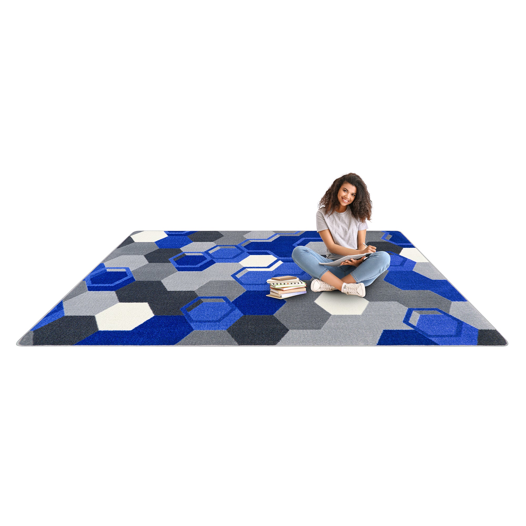 Team Up 5'4" x 7'8" area rug in color Blue