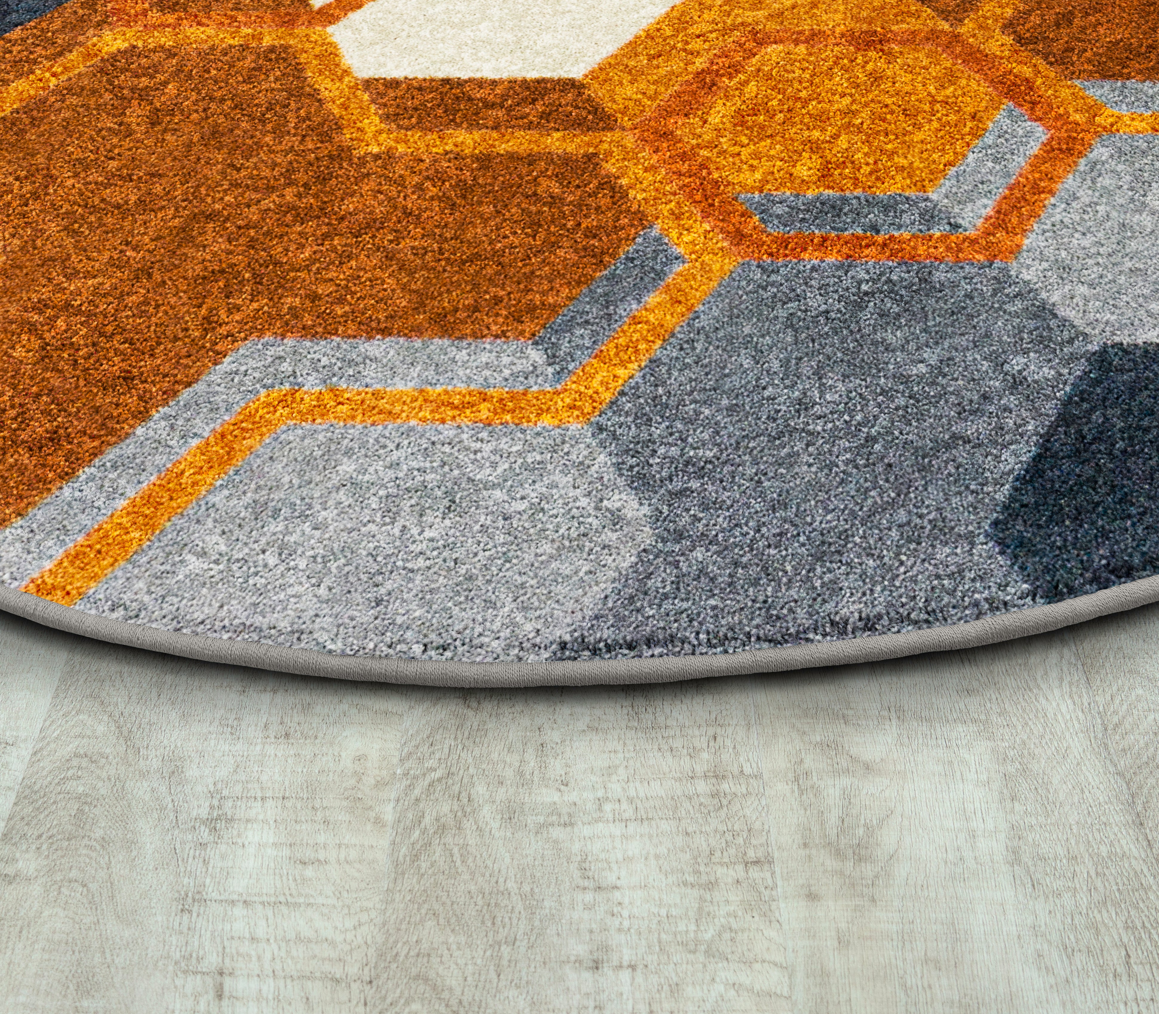 Team Up 13'2" Round area rug in color Orange