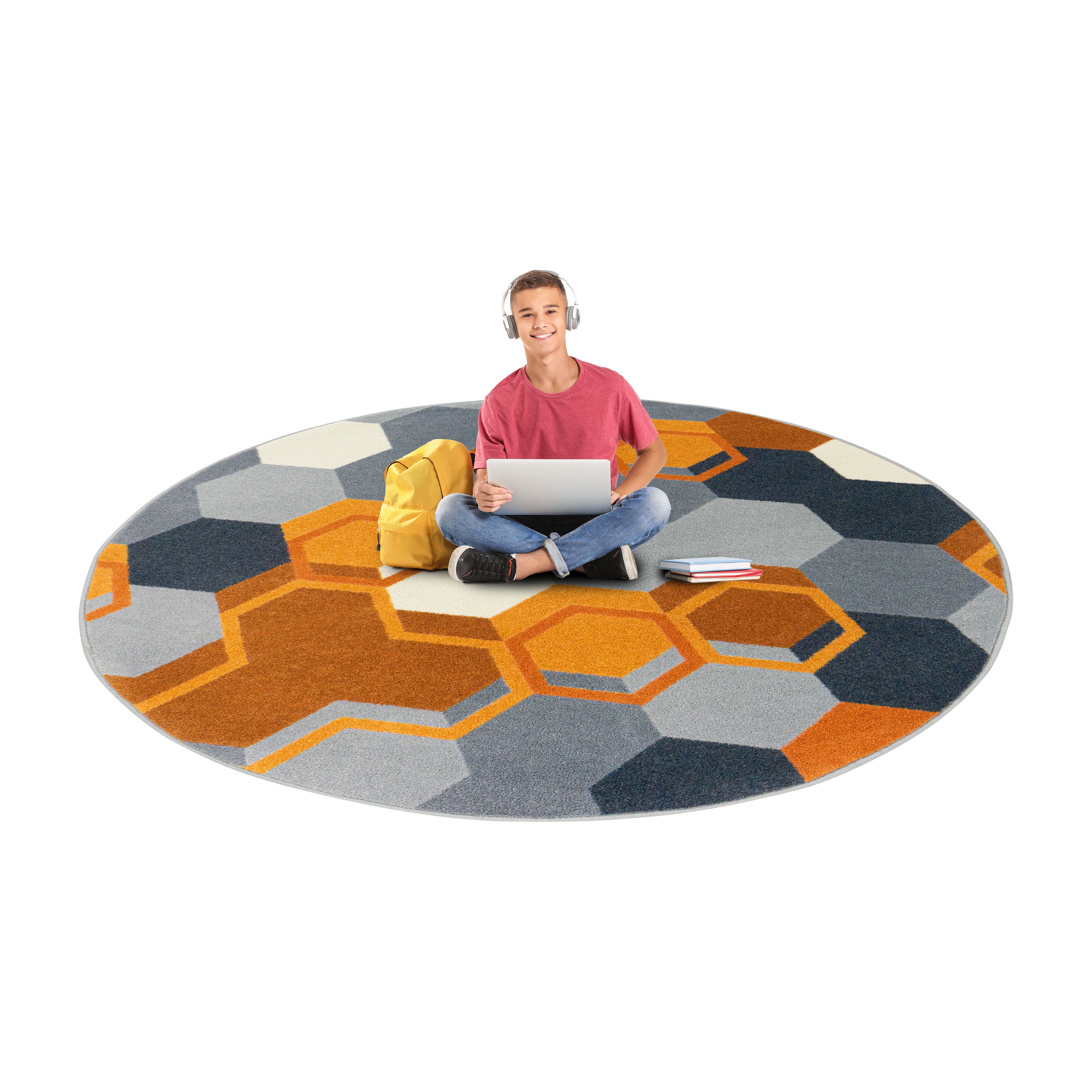 Team Up 7'7" Round area rug in color Orange