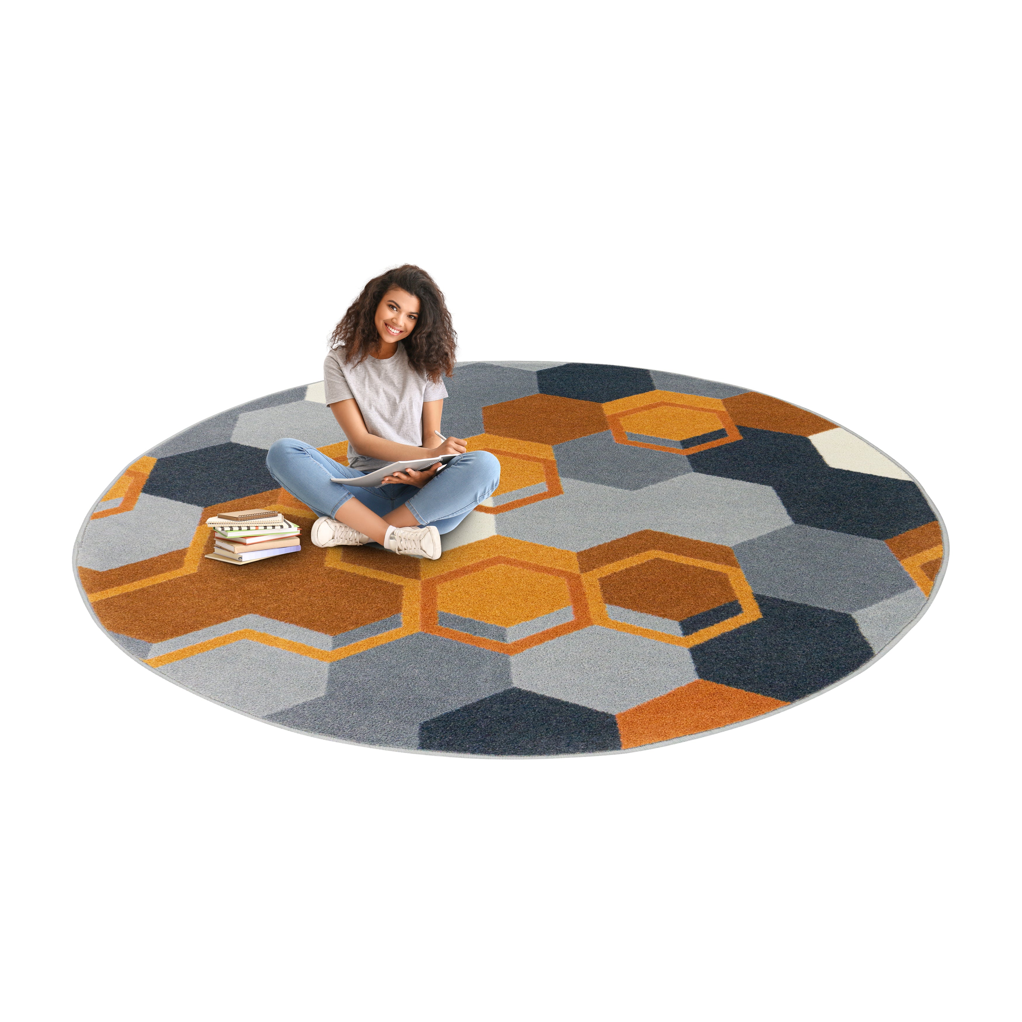 Team Up 13'2" Round area rug in color Orange