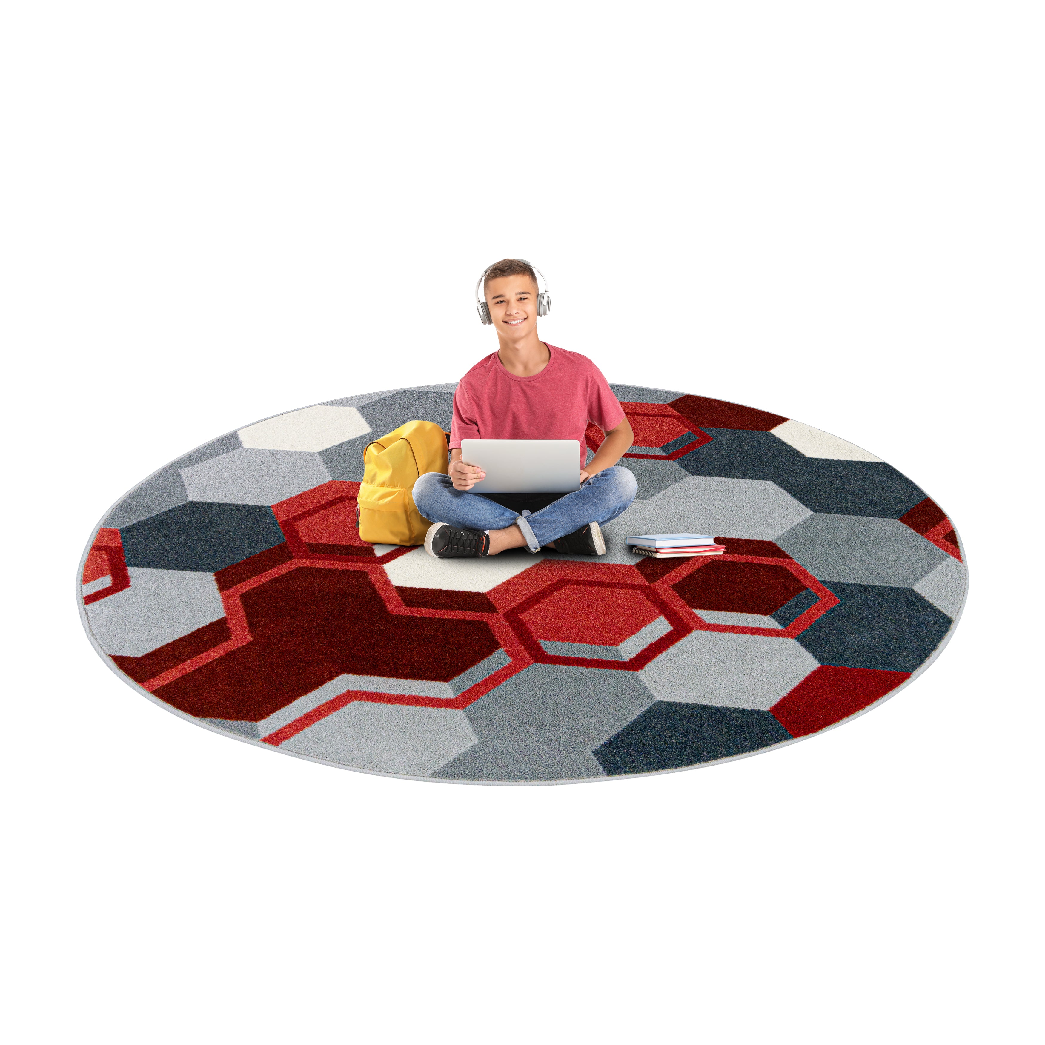 Team Up 13'2" Round area rug in color Red