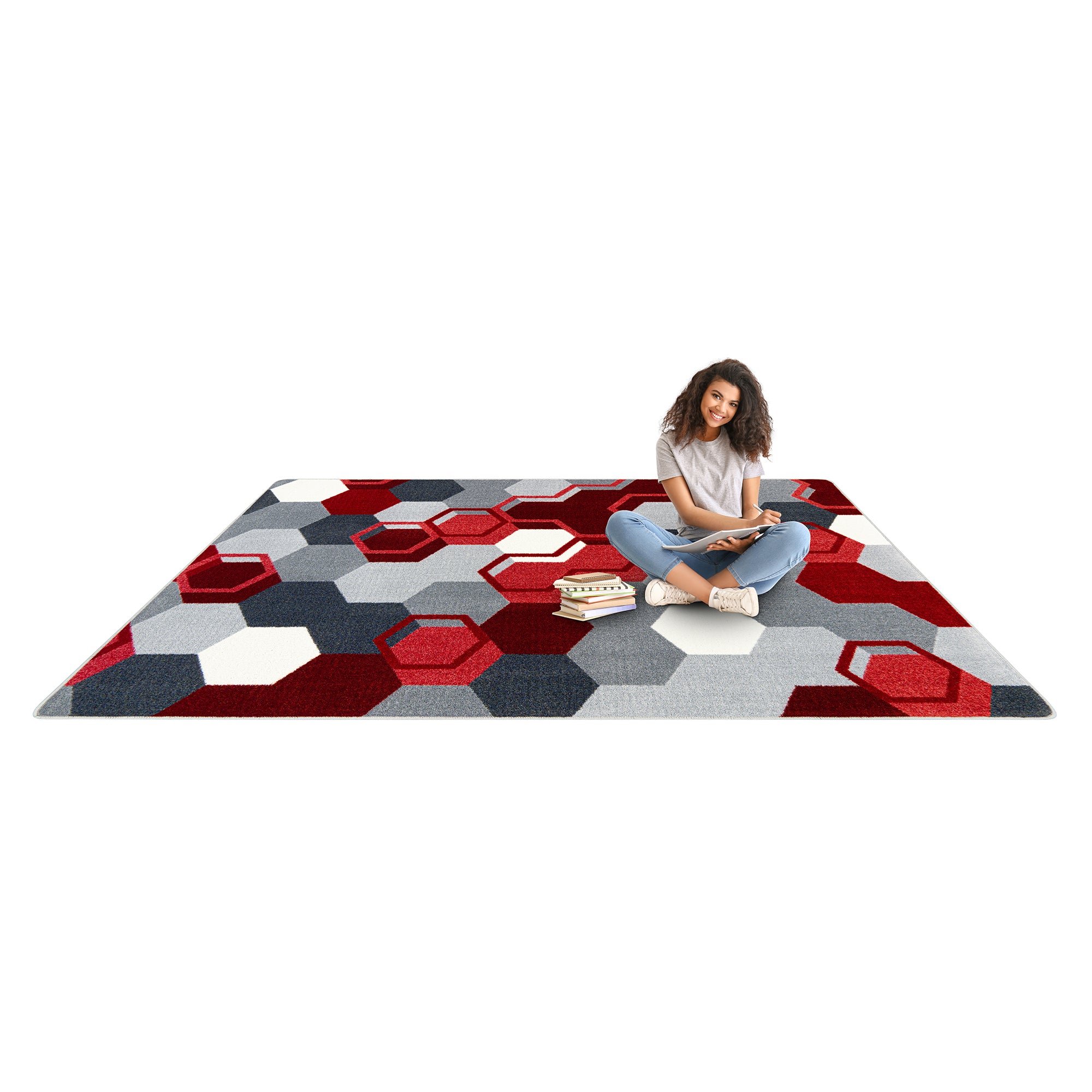 Team Up 7'8" x 10'9" area rug in color Red