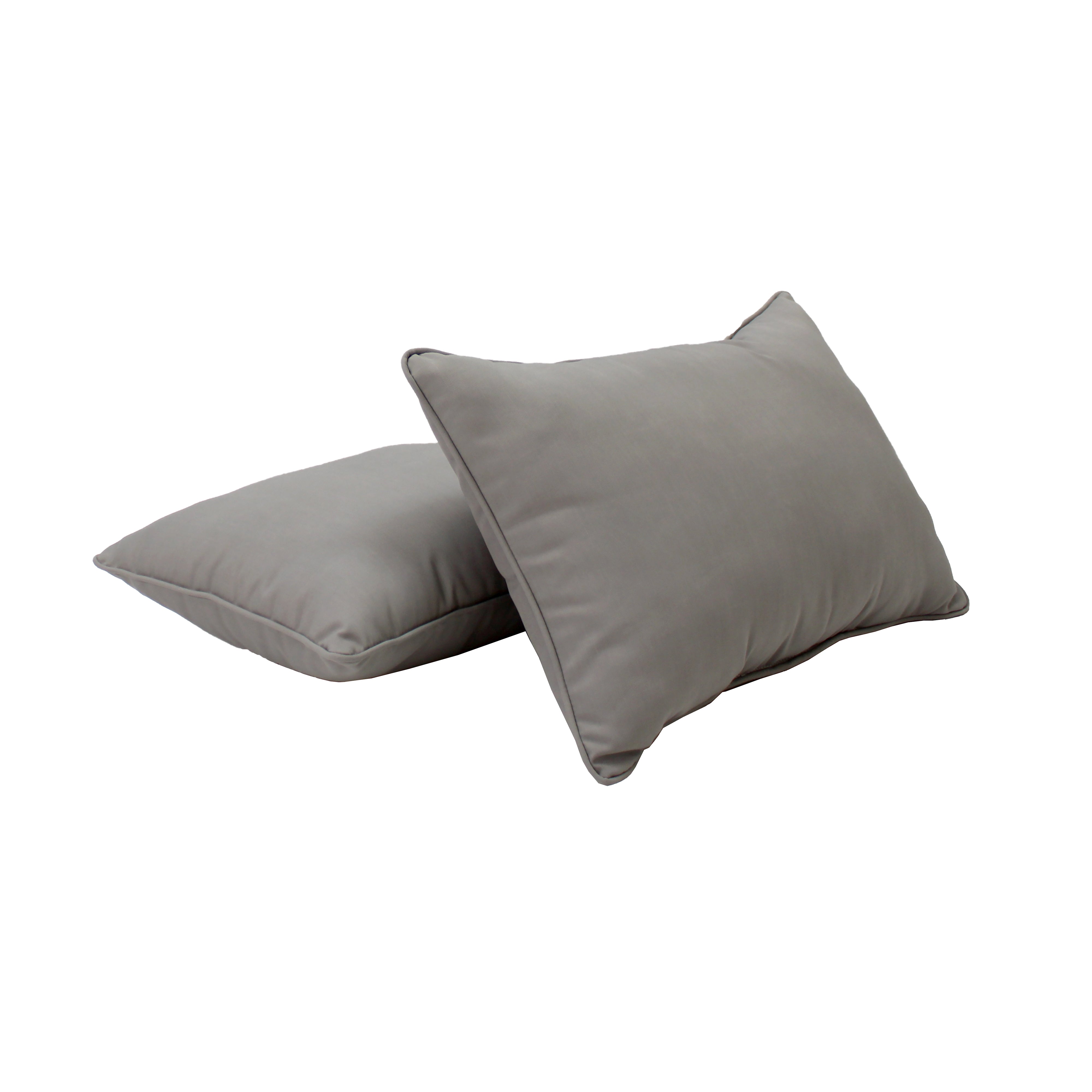 Presidio 12" x 20" Lumbar Indoor/Outdoor Pillow with Piping, 2-Piece - Gray