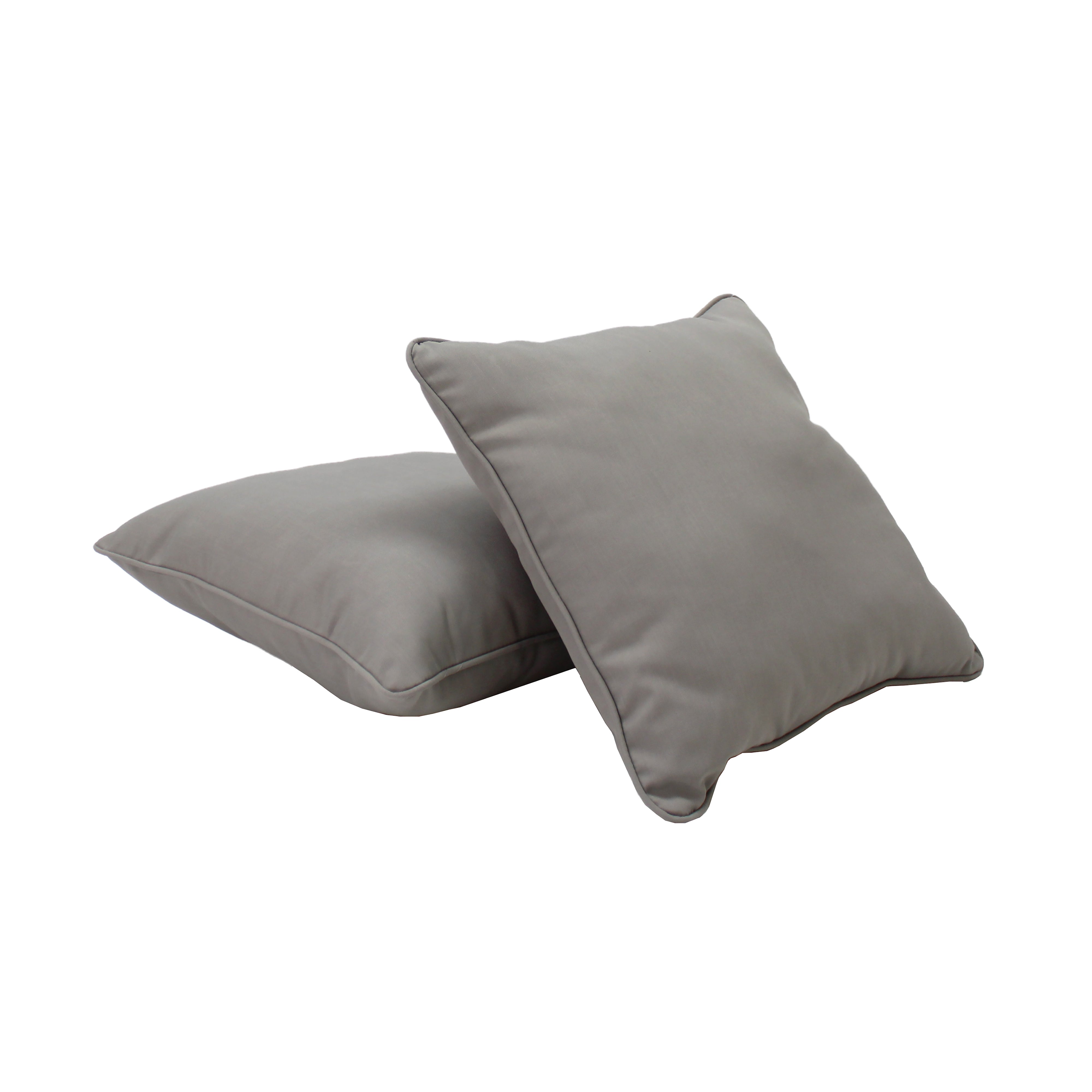 Presidio 15" x 15" Square Indoor/Outdoor Pillow with Piping, 2-Piece - Gray