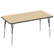 30" x 60" Rectangle Thermofused Activity Table with Adjustable Standard Swivel Glide Legs - Maple/Black