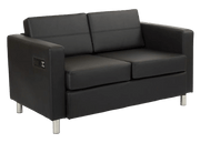 Atlantic Loveseat With Dual Charging Station In Dillon Snow Fabric