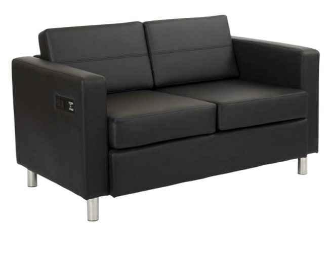 Atlantic Loveseat With Dual Charging Station In Dillon Snow Fabric