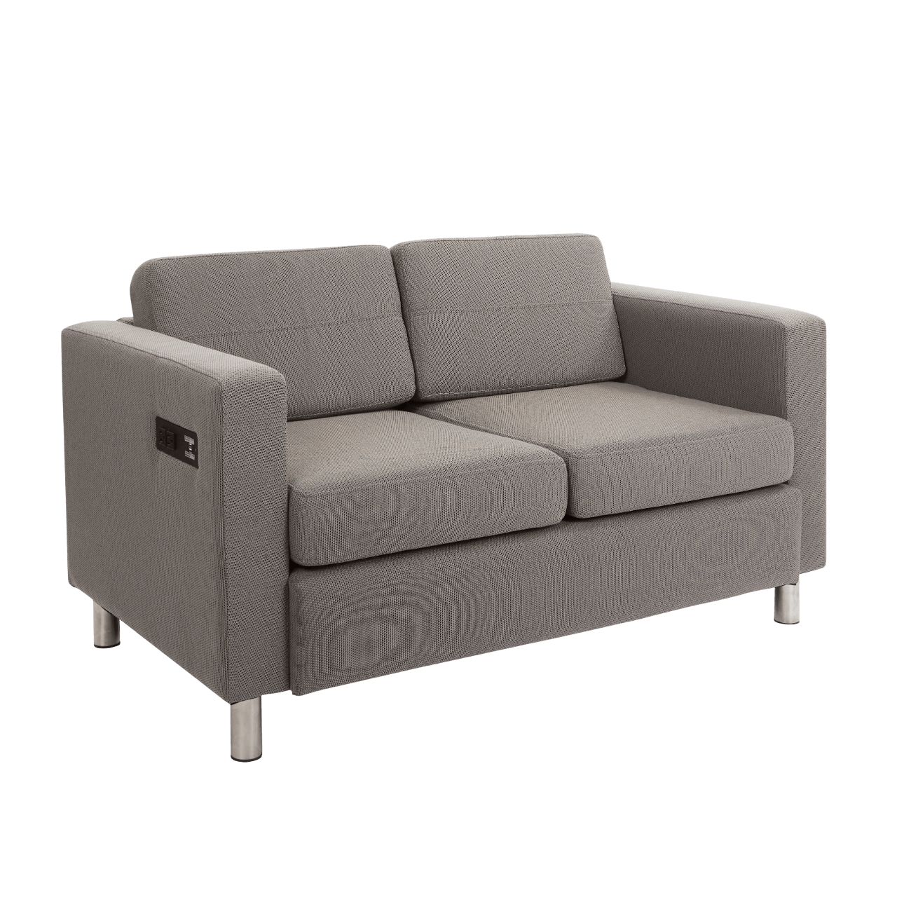 Atlantic Loveseat With Dual Charging Station In Dillon Snow Fabric