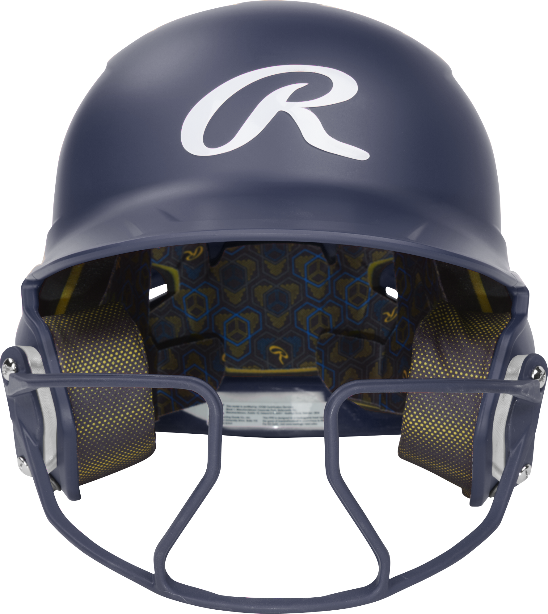 Rawlings Mach Hi-Viz Senior Matte Batting Helmet With Hi-Viz Face Guard - Navy
