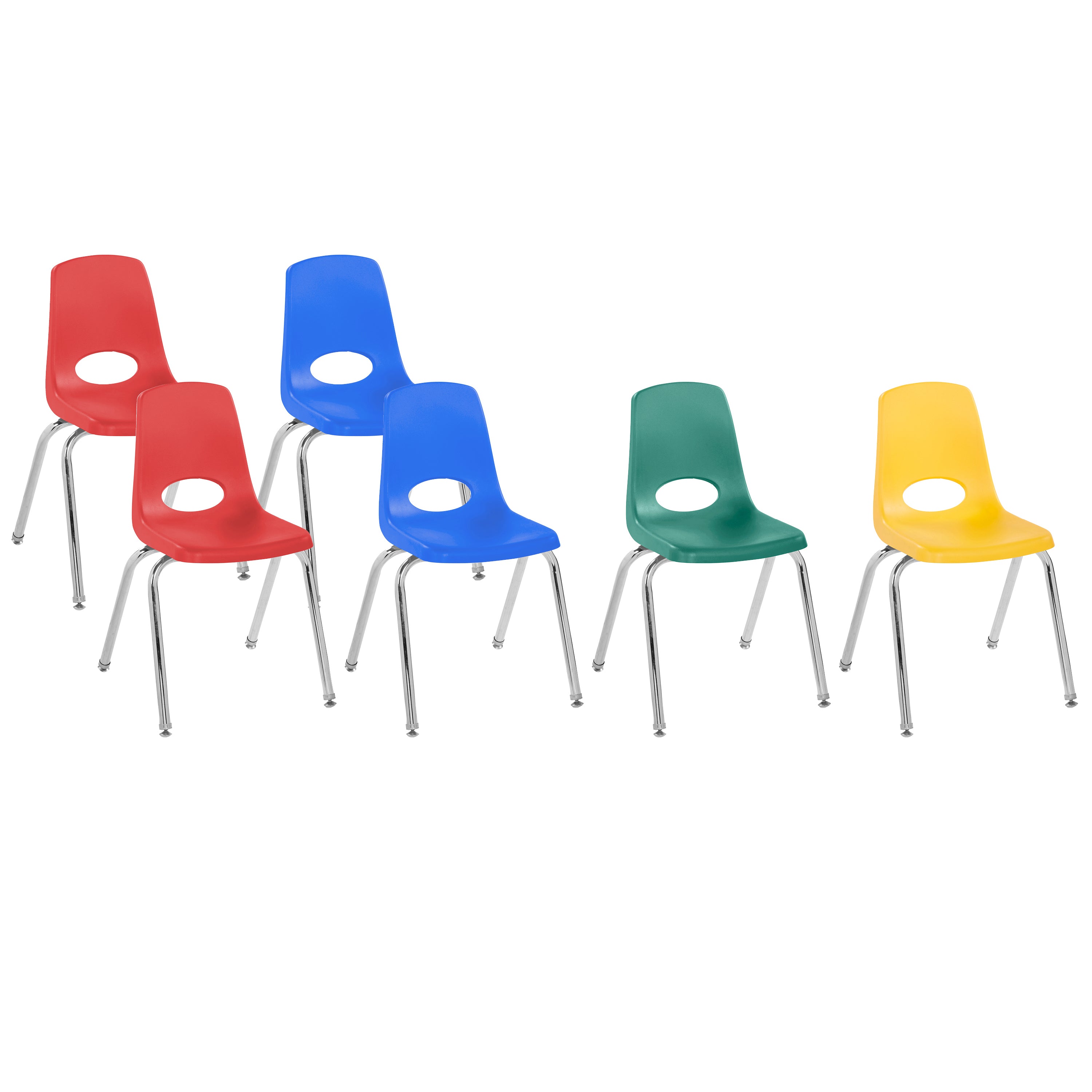 16" Stack Chair with Swivel Glides, 6-Piece - Assorted