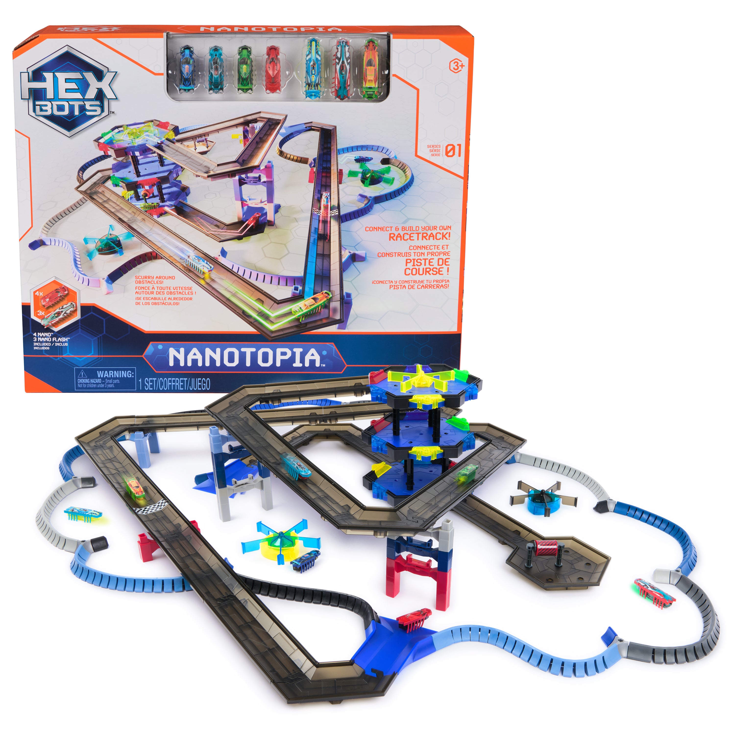 HEX BOTS Nanotopia, Sensory Toys for Kids & Cats with Over 130 Pieces & 7 Nano Bots, Toy Playsets & Mini Robot Toy for Kids Ages 3 & Up, Batteries Included