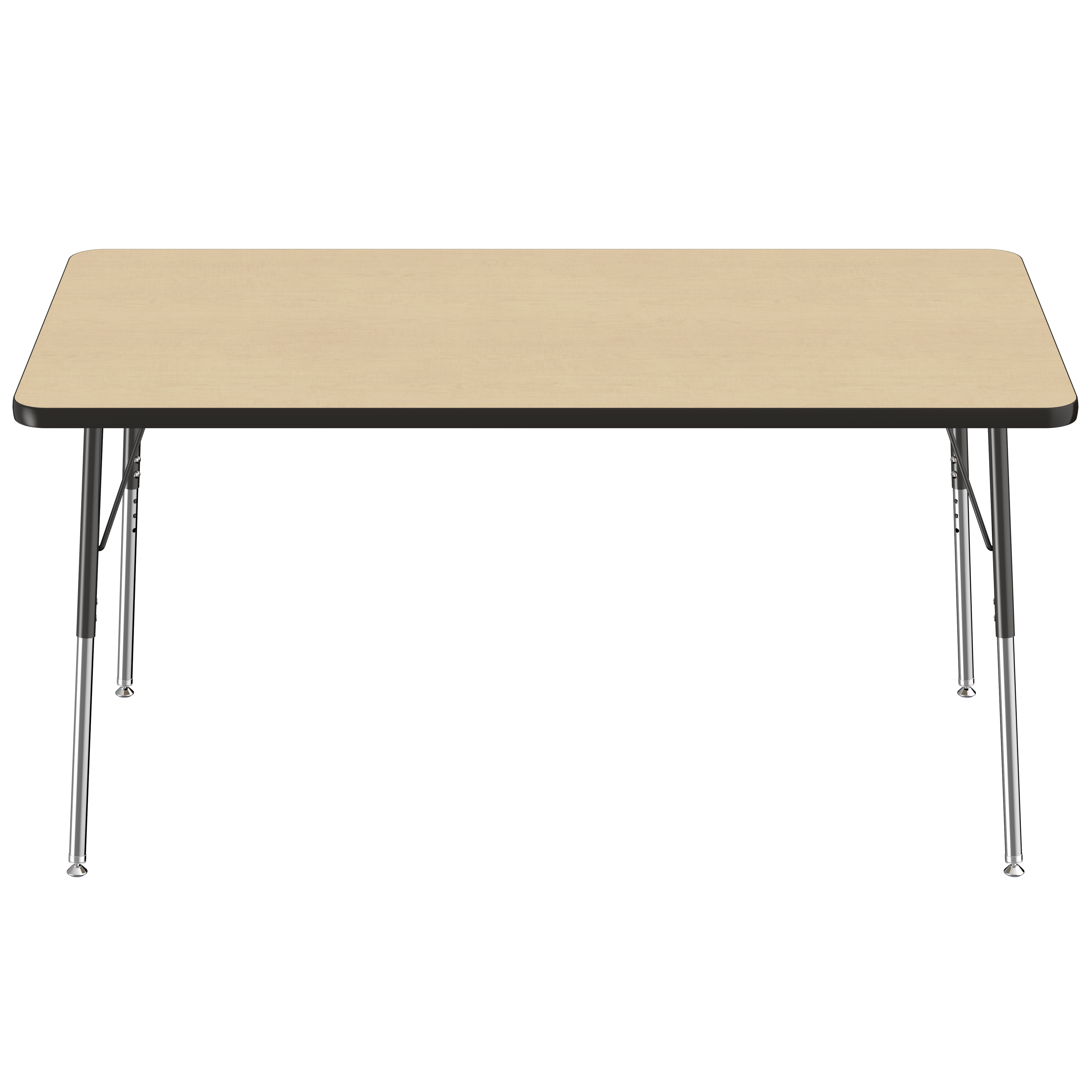 36" x 60" Rectangle T-Molding Activity Table with Adjustable Standard Swivel Glide Legs - Maple/Black