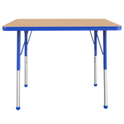 24" x 36" Rectangle T-Molding Activity Table with Adjustable Standard Ball Glide Legs - Maple/Blue