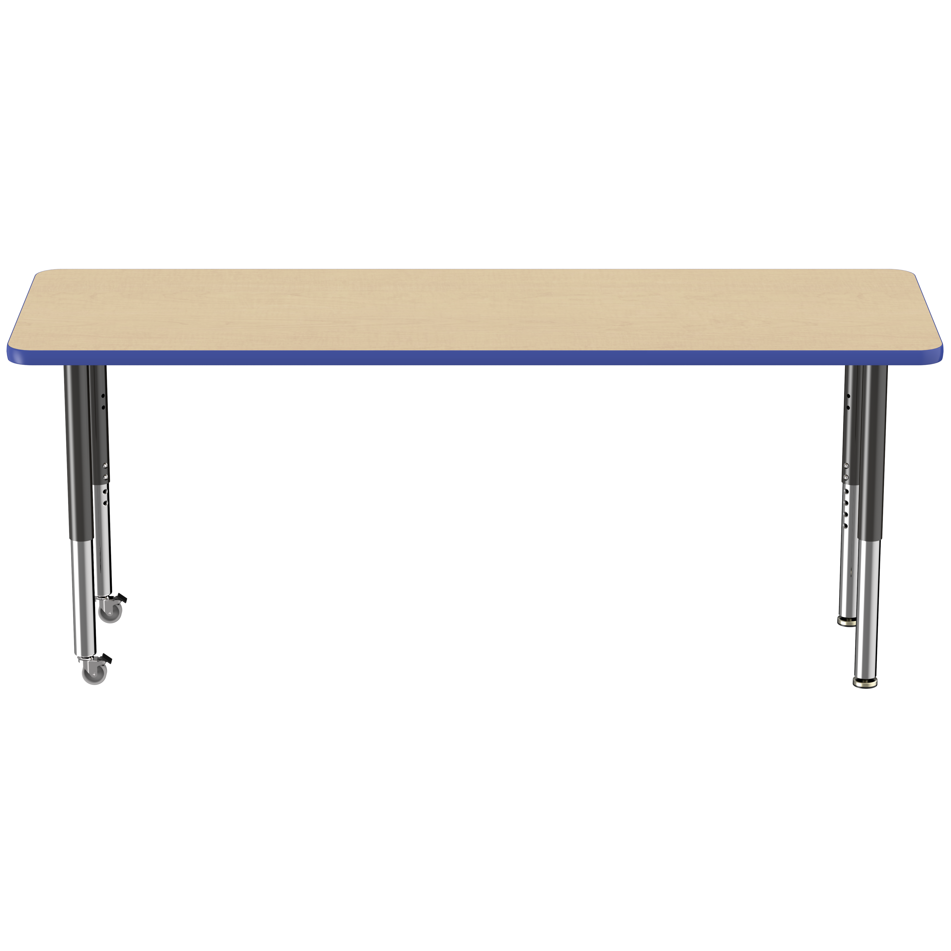 24" x 72" Rectangle T-Molding Activity Table with Adjustable Super Legs - Maple/Blue/Black