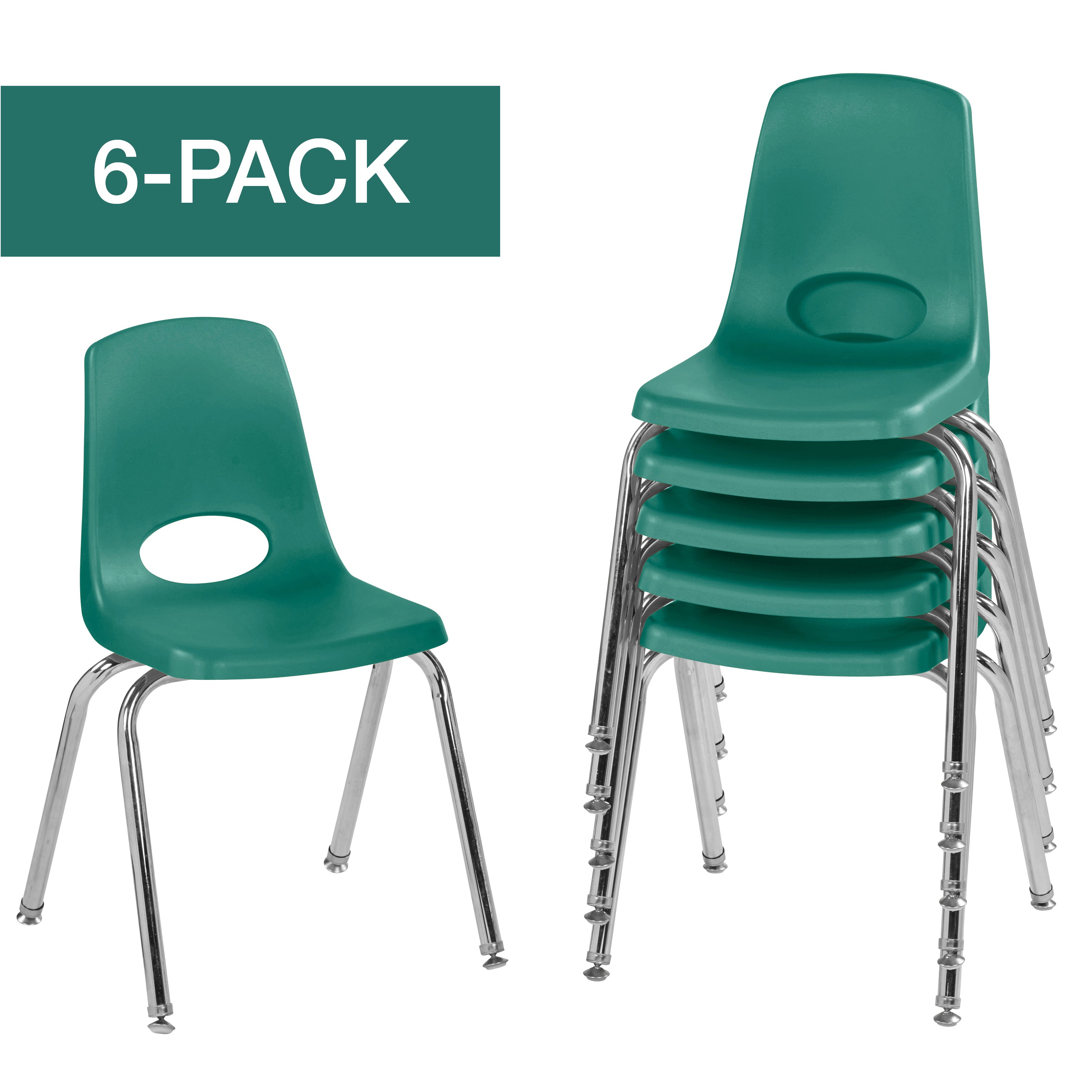 16" Stack Chair with Swivel Glides - Green