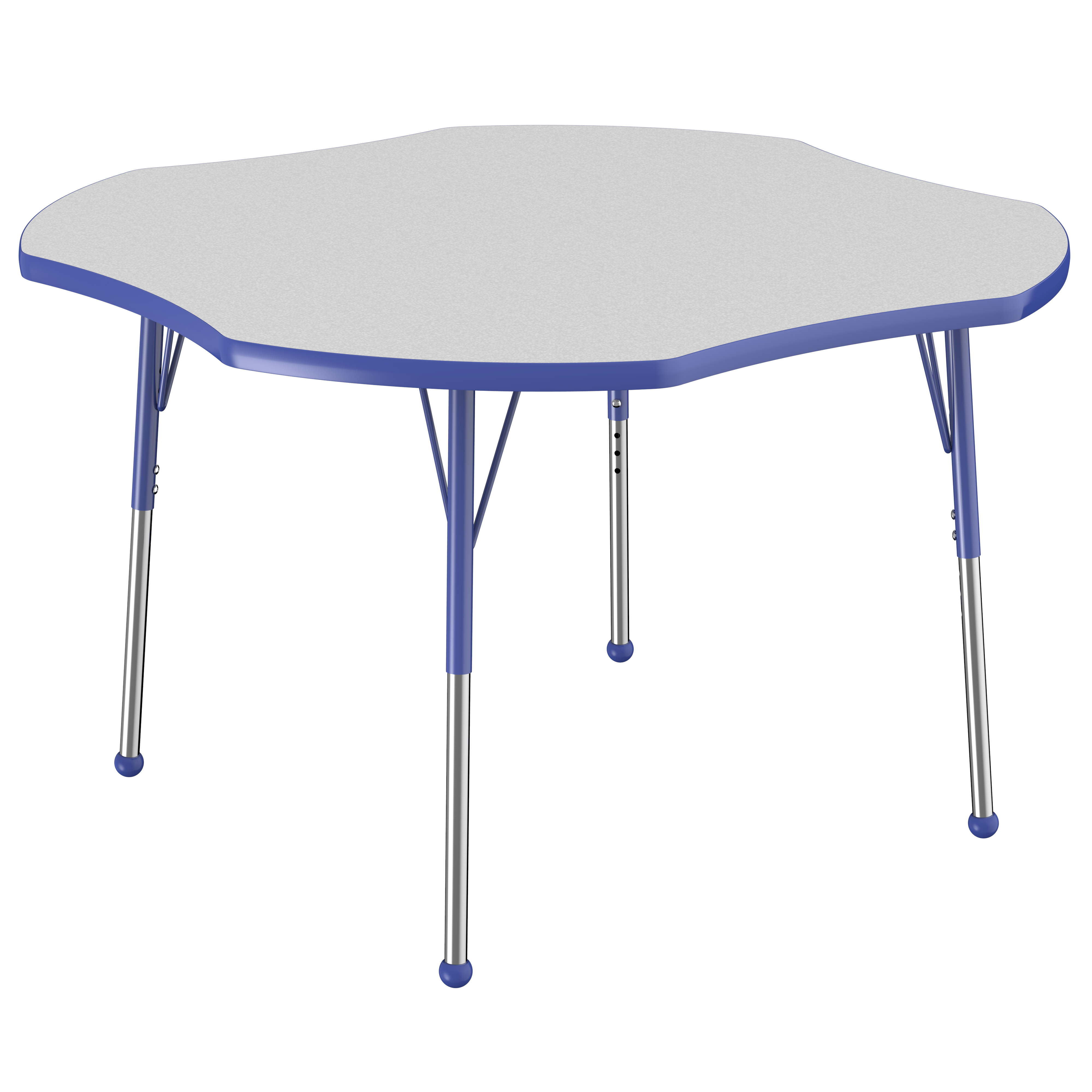 48" x 48" Clover T-Molding Activity Table with Adjustable Standard Ball Glide Legs - Gray/Blue