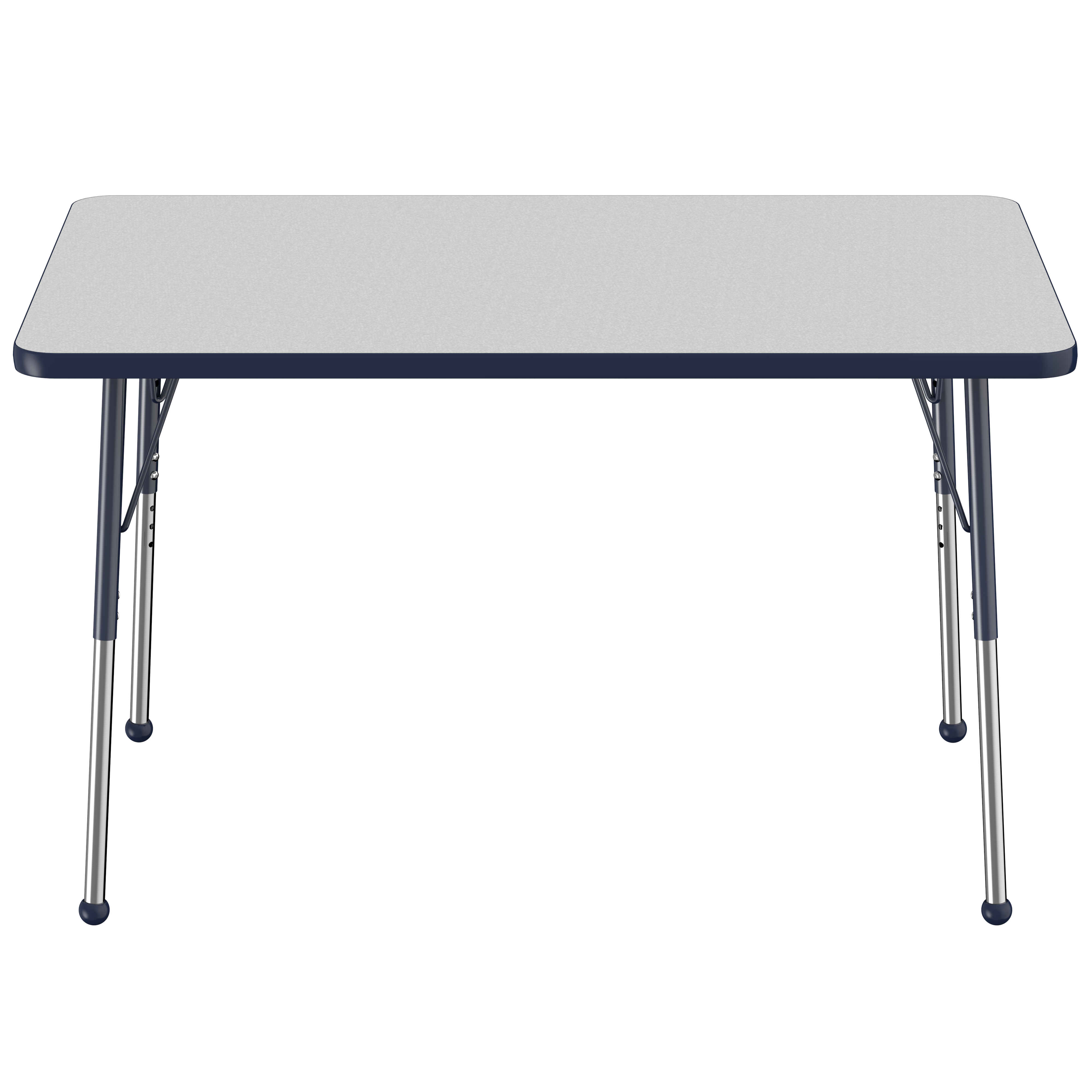 30" x 48" Rectangle T-Molding Activity Table with Adjustable Standard Ball Glide Legs - Gray/Navy
