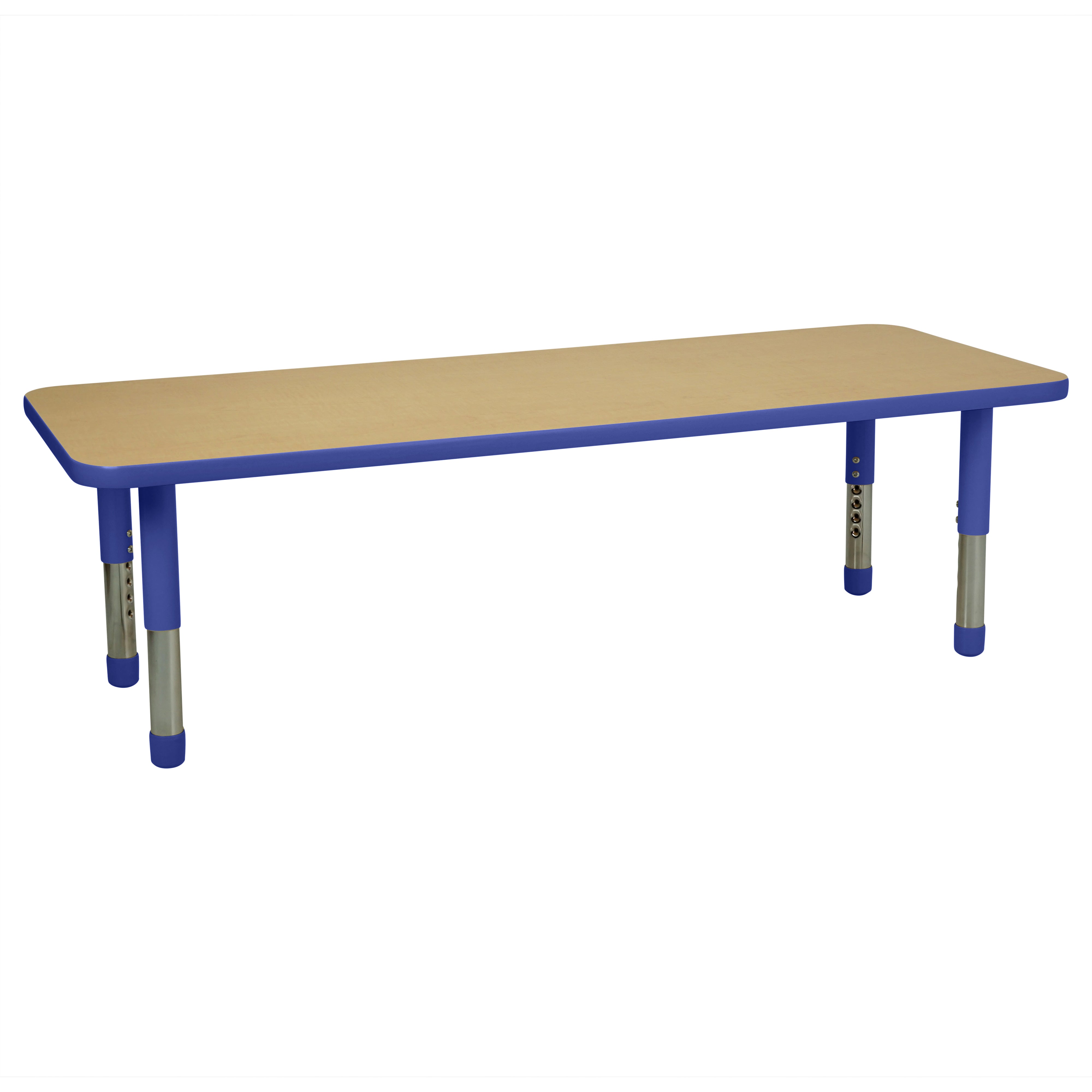24" x 60" Rectangle T-Molding Activity Table with Adjustable Tiny Tot Legs - Maple/Blue