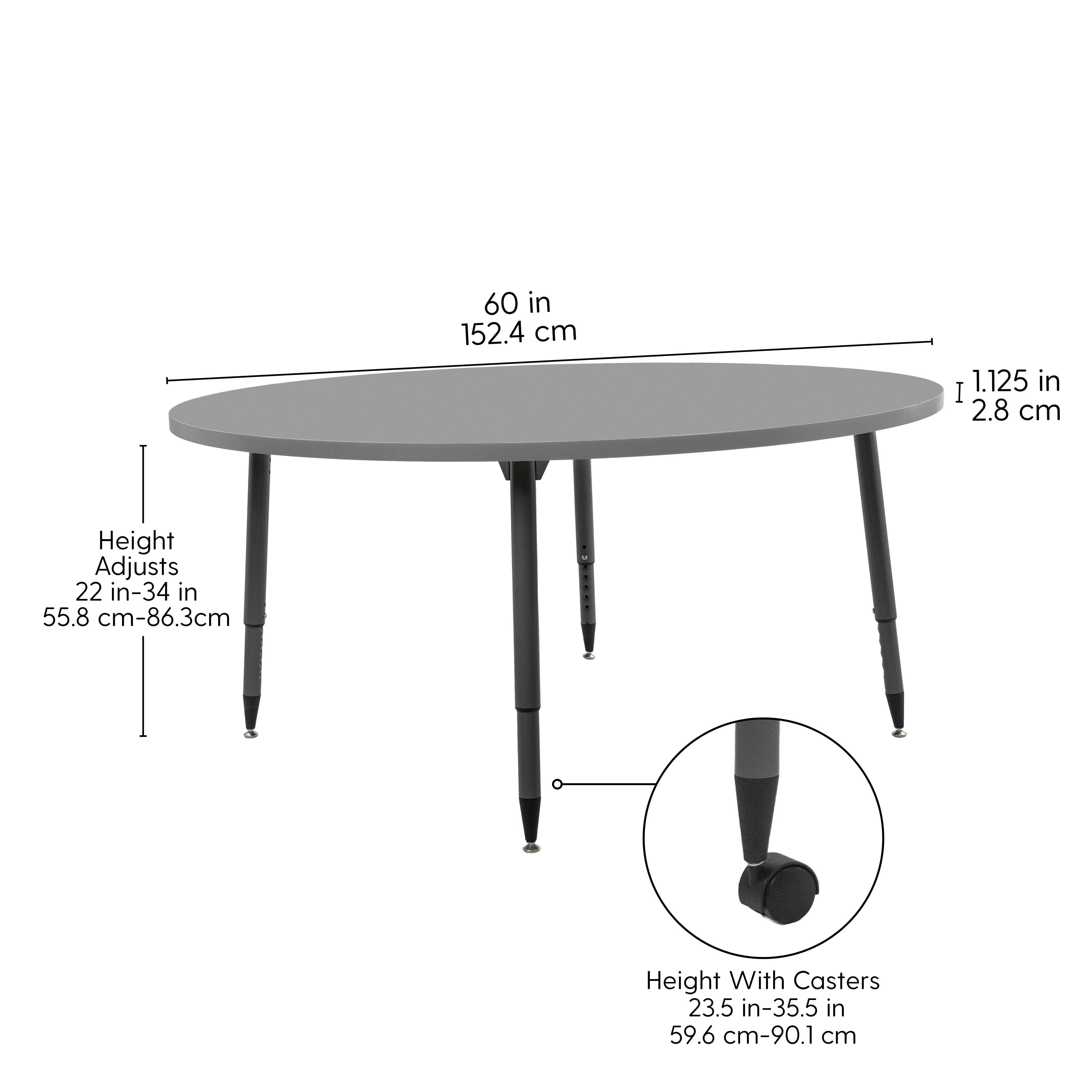 Adapte 60" Round Thermofused Activity Table with Adjustable Tapered Legs - North Sea/North Sea