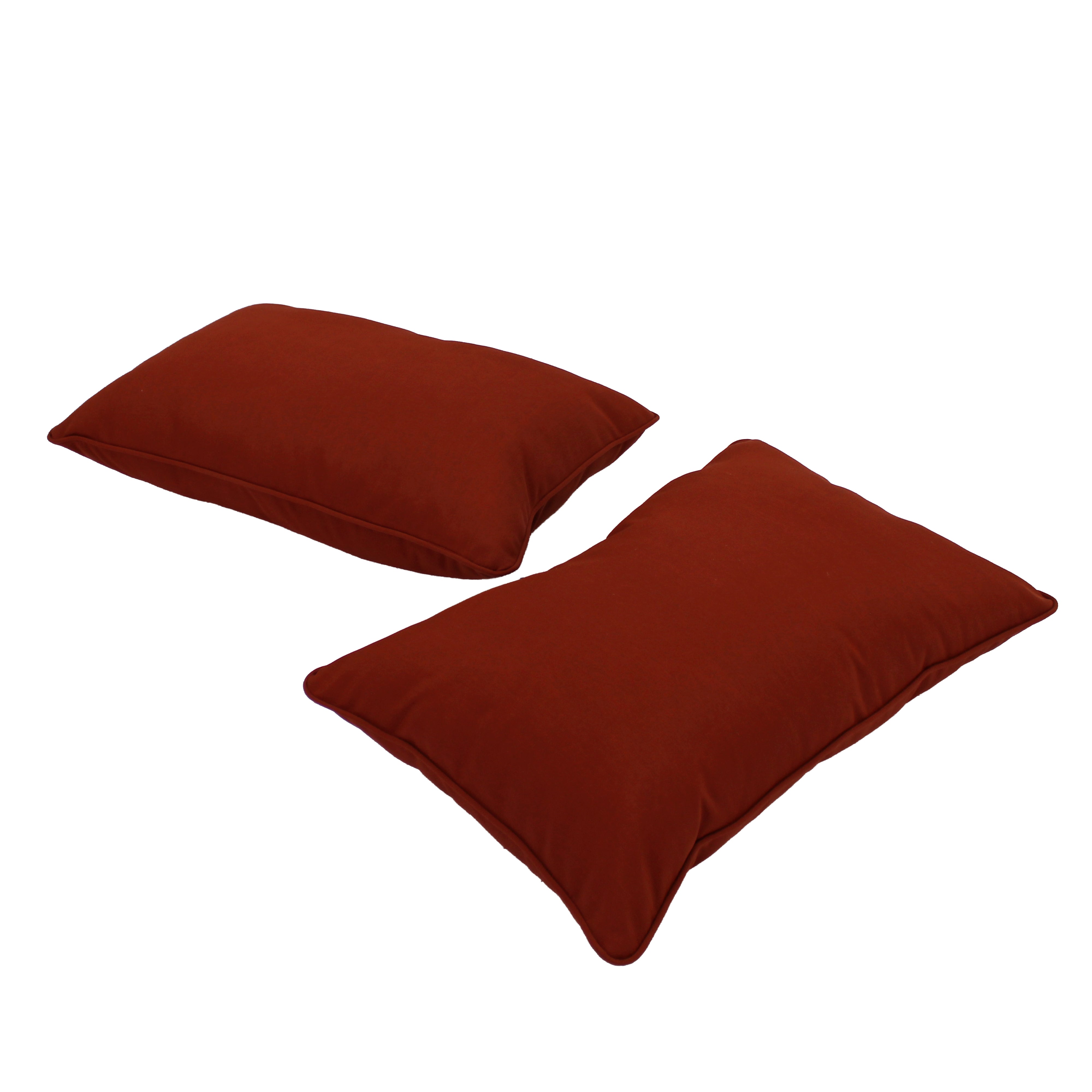 Presidio 12" x 20" Lumbar Indoor/Outdoor Pillow with Piping, 2-Piece - Rust Red