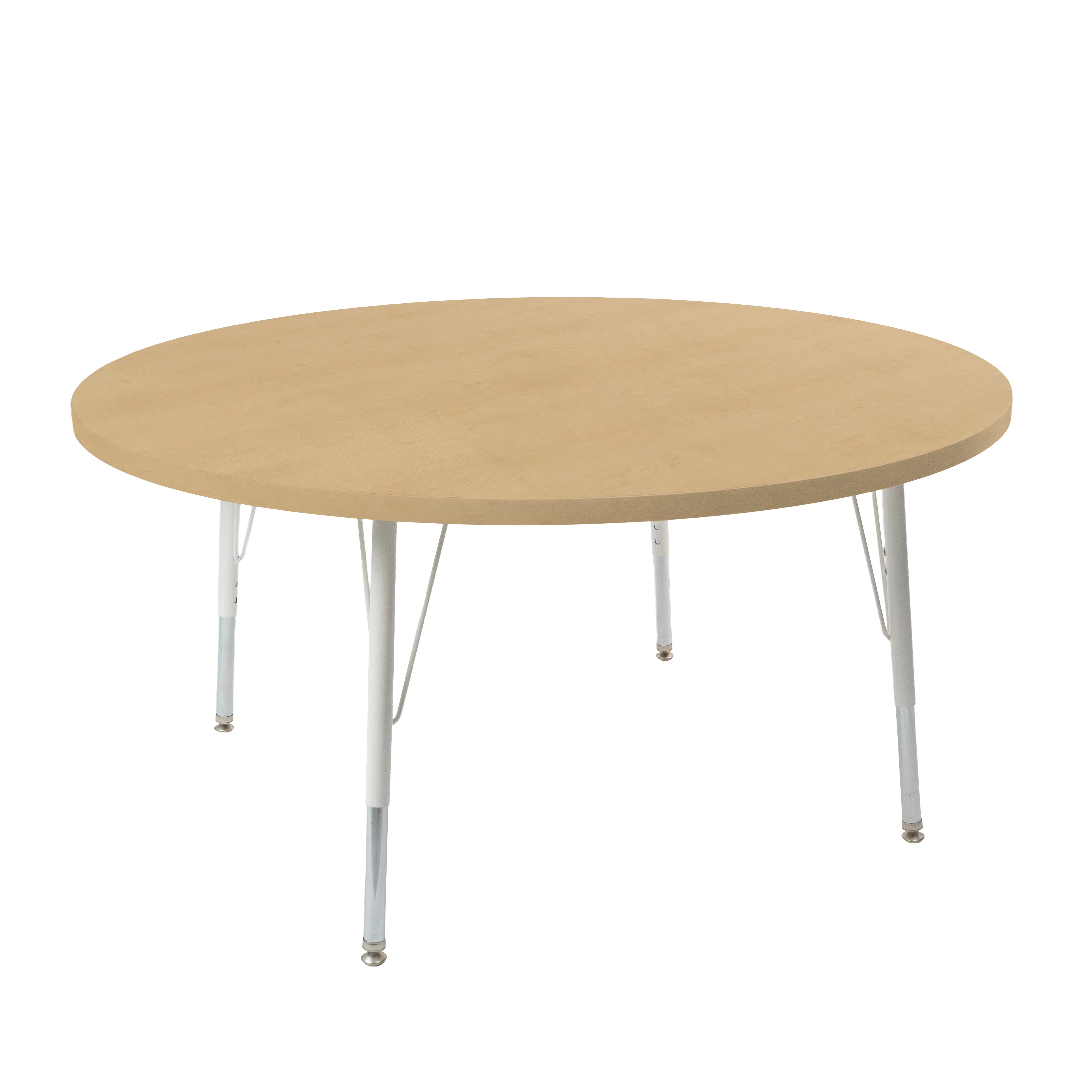 48" Round Thermofused Woodgrain Activity Table with Standard Legs - Maple Grain/White