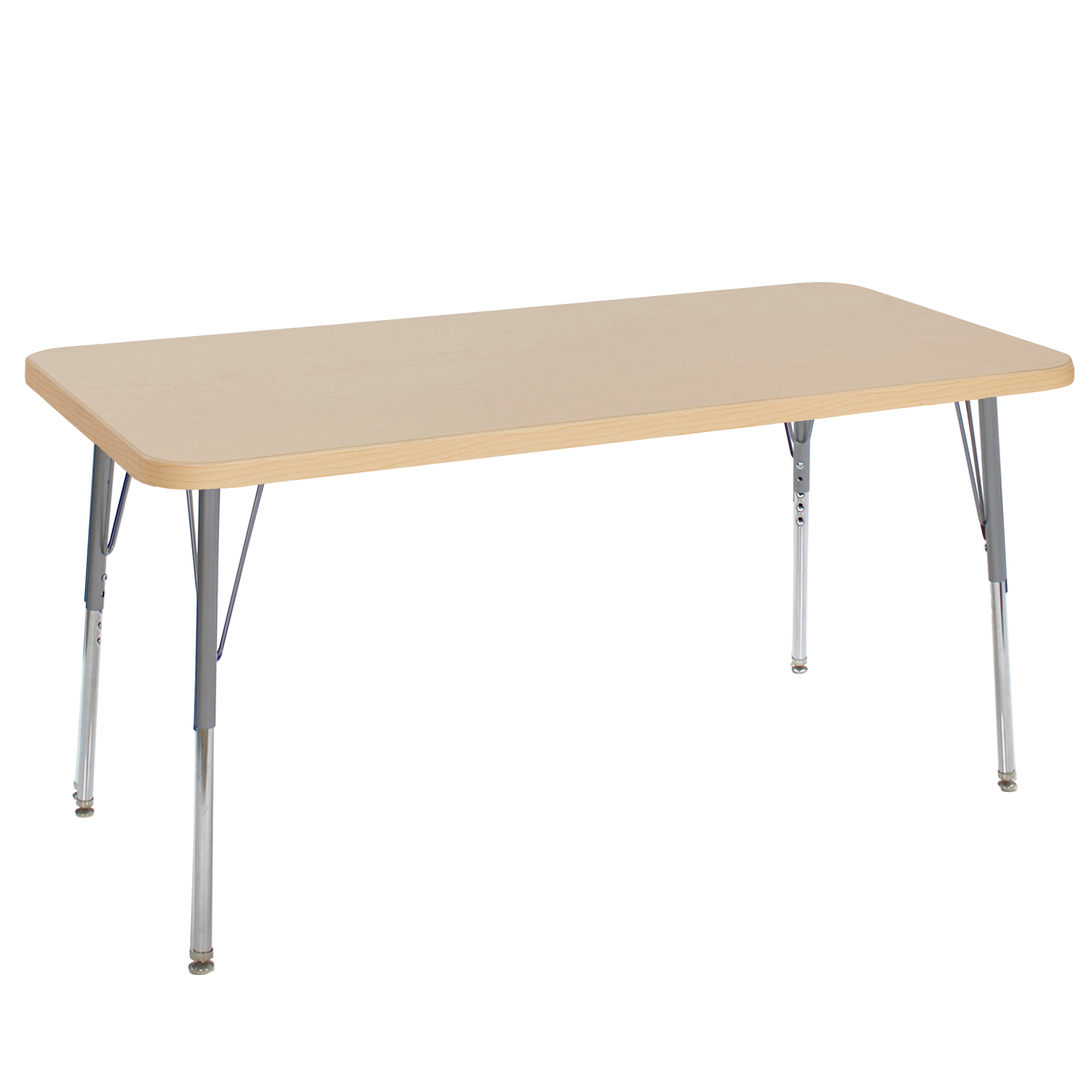 30" x 60" Rectangle La Madera Activity Table with Standard Legs - Maple Grain/Silver