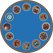 The Circle 13'2" Round area rug in color Multi