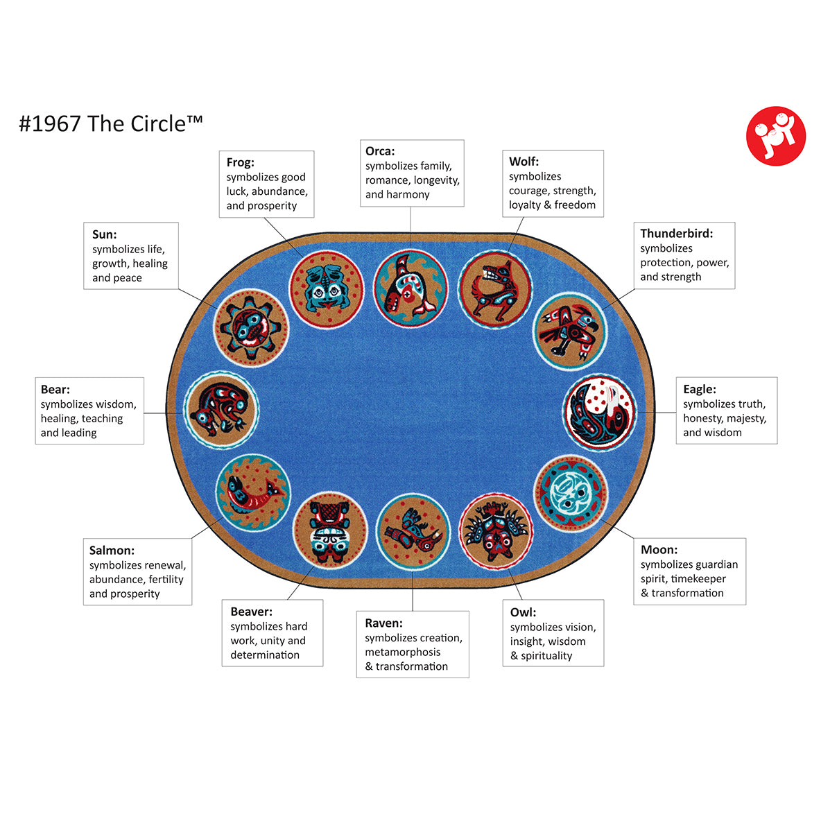 The Circle 7'8" x 10'9" Oval area rug in color Multi