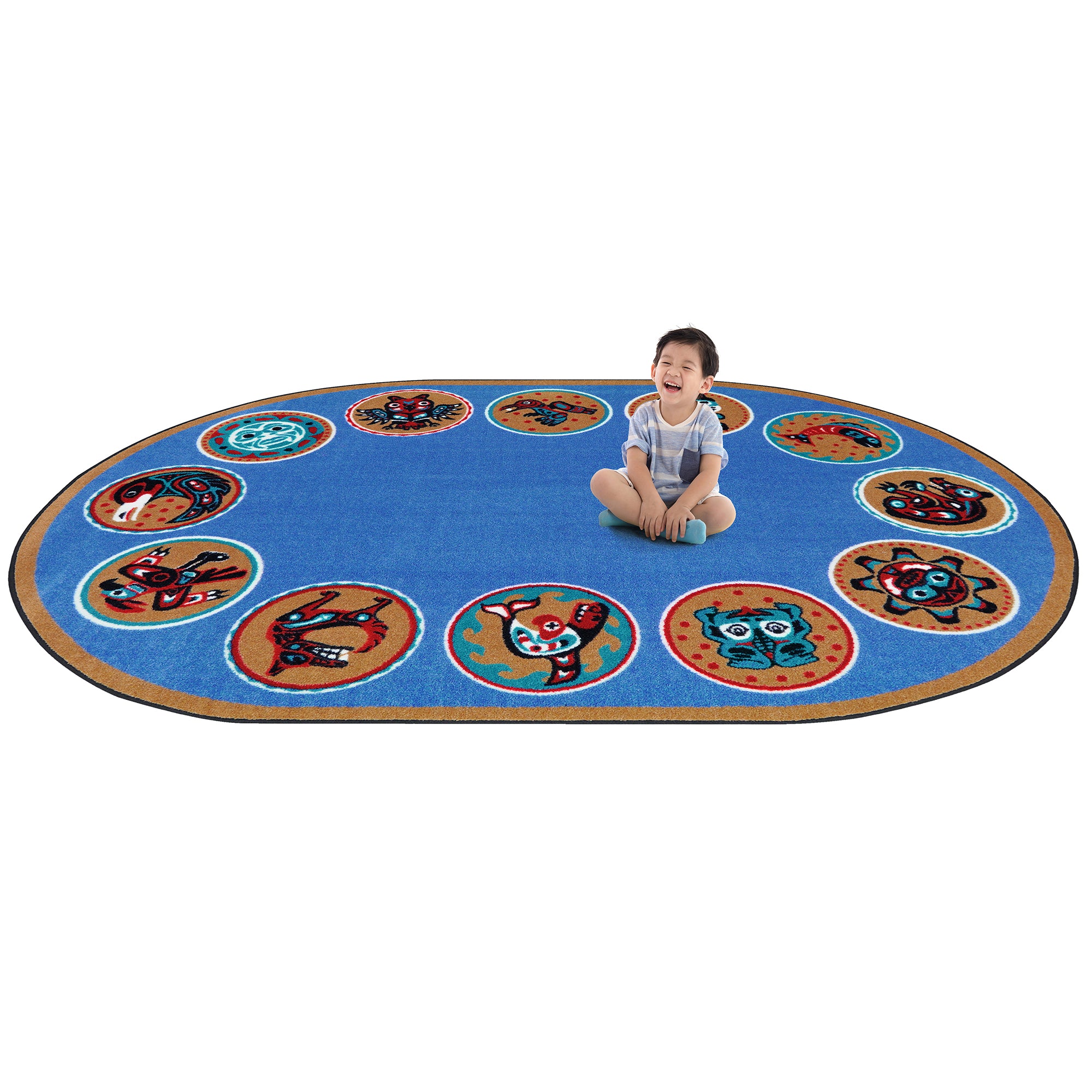 The Circle 7'8" x 10'9" Oval area rug in color Multi