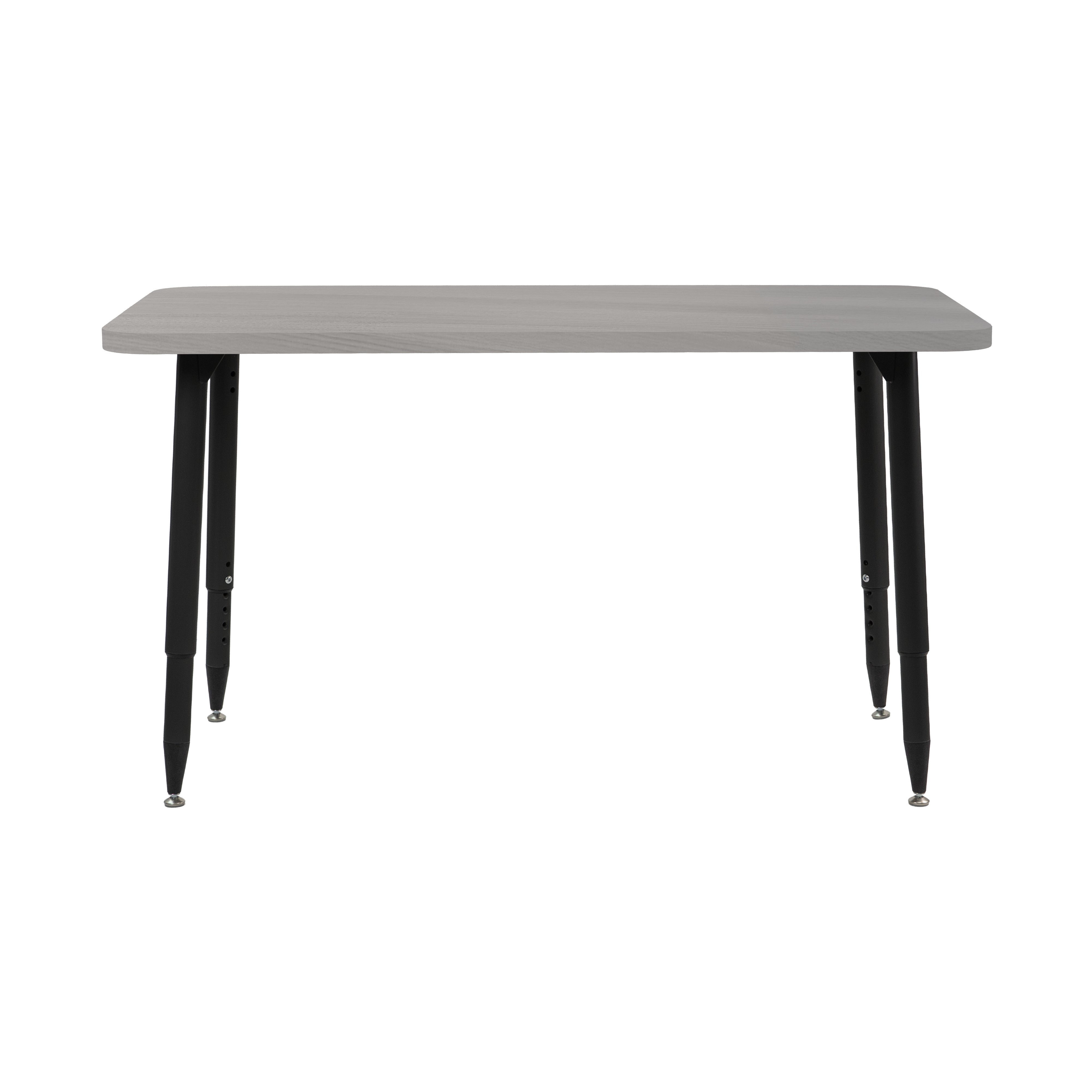 Adapte 24" x 48" Rectangle Woodgrain Activity Table with Adjustable Tapered Legs - Light Gray Wood/Black