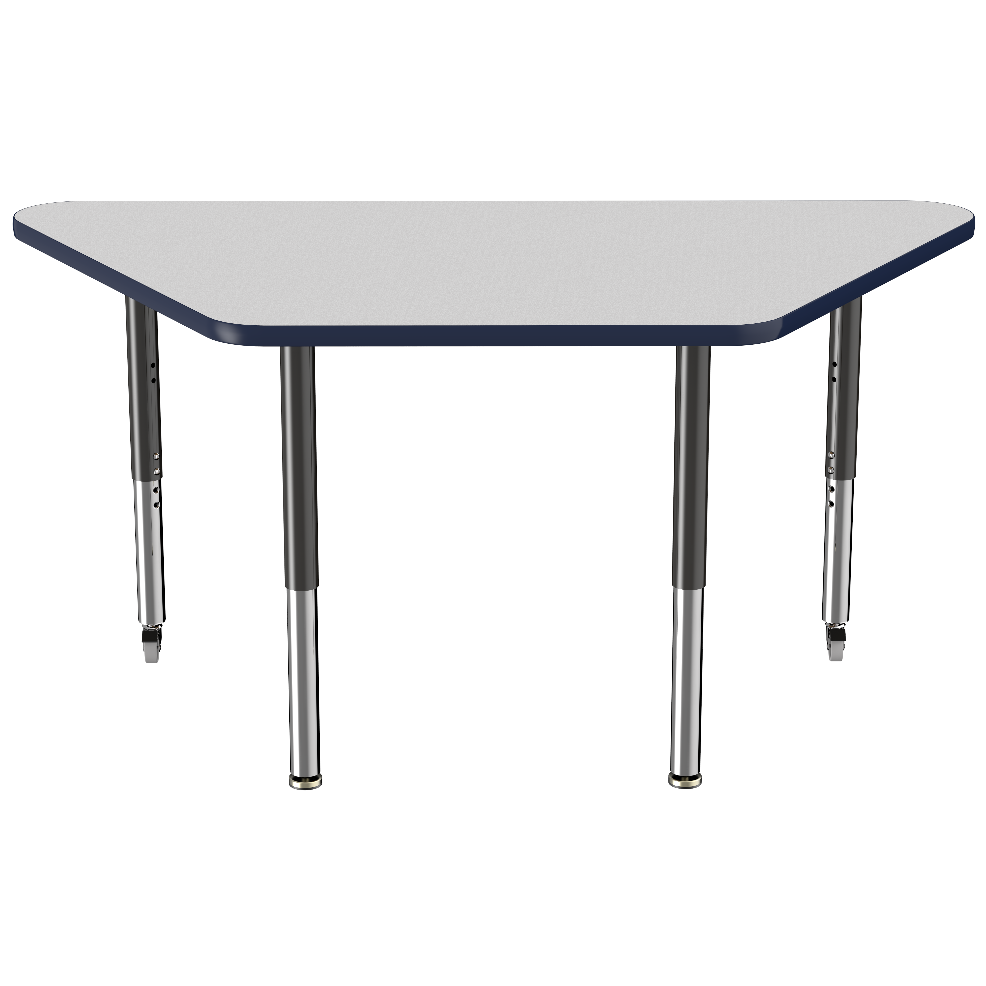 30" x 60" Trapezoid T-Molding Activity Table with Adjustable Super Legs - Gray/Navy/Black