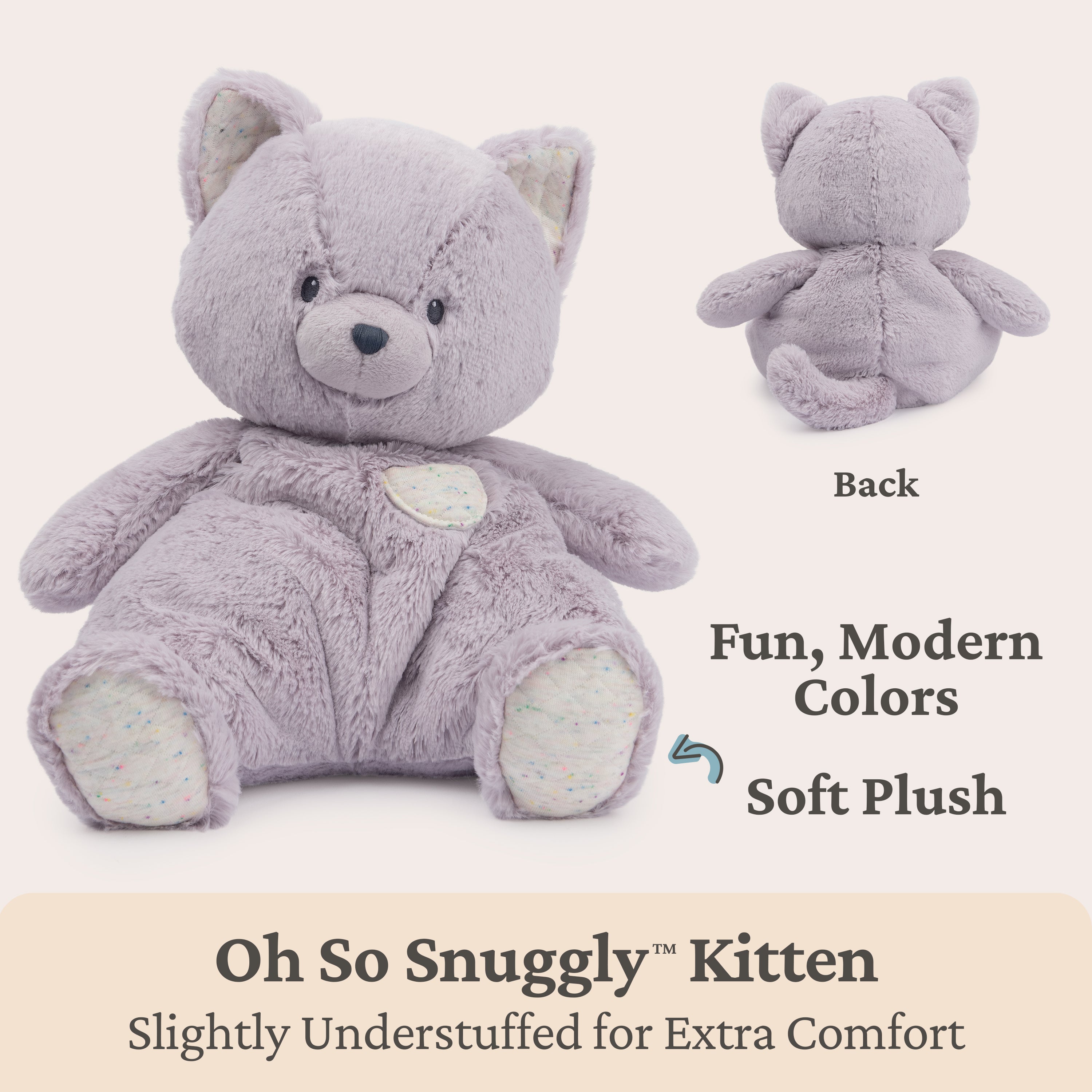 Baby GUND Oh So Snuggly Kitten Large Plush Stuffed Animal for Babies and Infants, Lavender, 12.5”