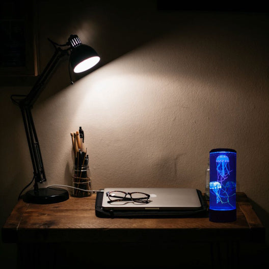Round Jellyfish Lamp with Remote Control (15" H x 5" W x 5" L)
