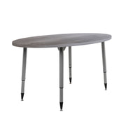 Adapte 30" x 60" Oval Woodgrain Activity Table with Adjustable Tapered Legs - Gray Wood/Silver