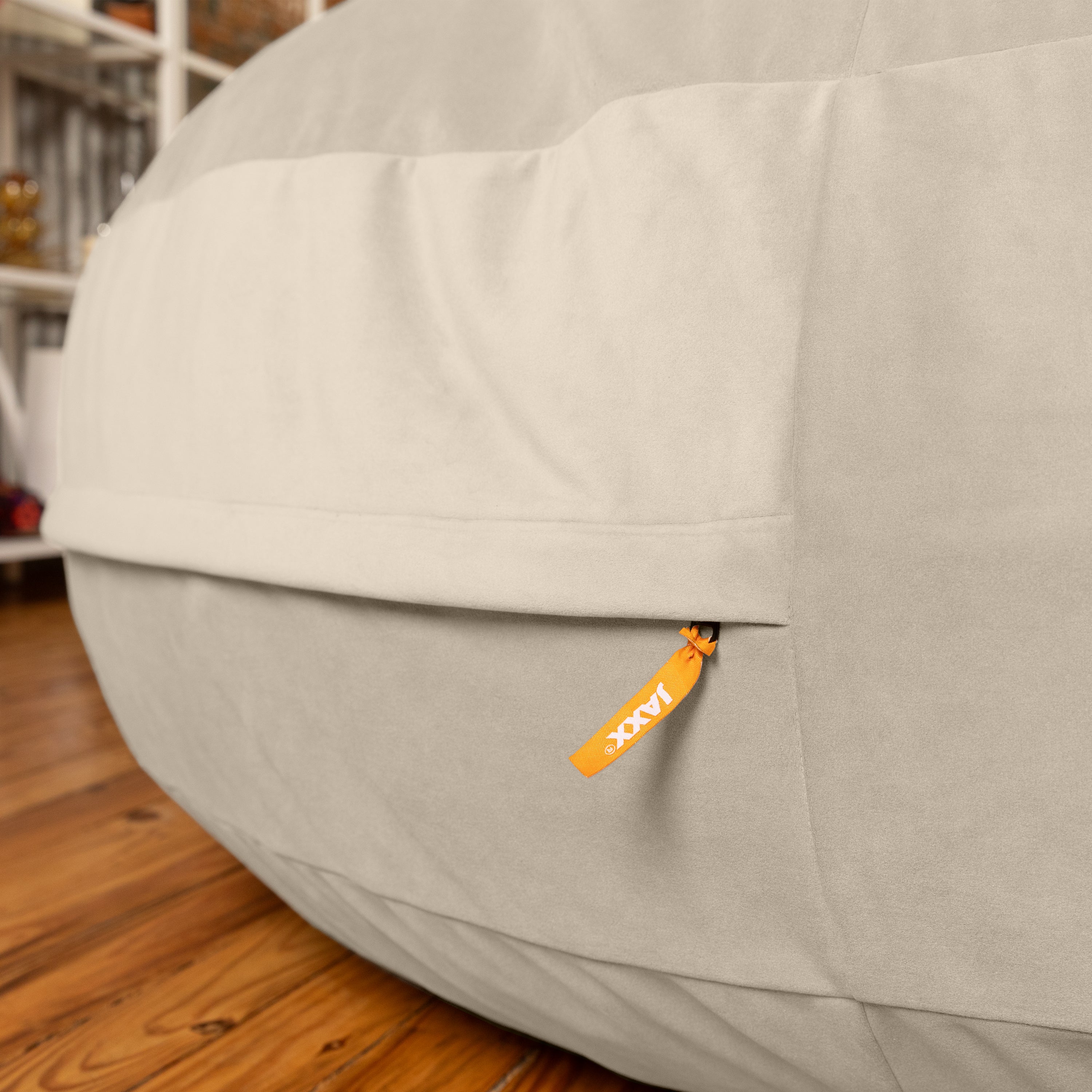 Jaxx 6 Foot Cocoon - 2-in-1 Convertible Bean Bag Bed & Large Bean Bag Chair for Adults, Premium Lush Velvet - Ivory