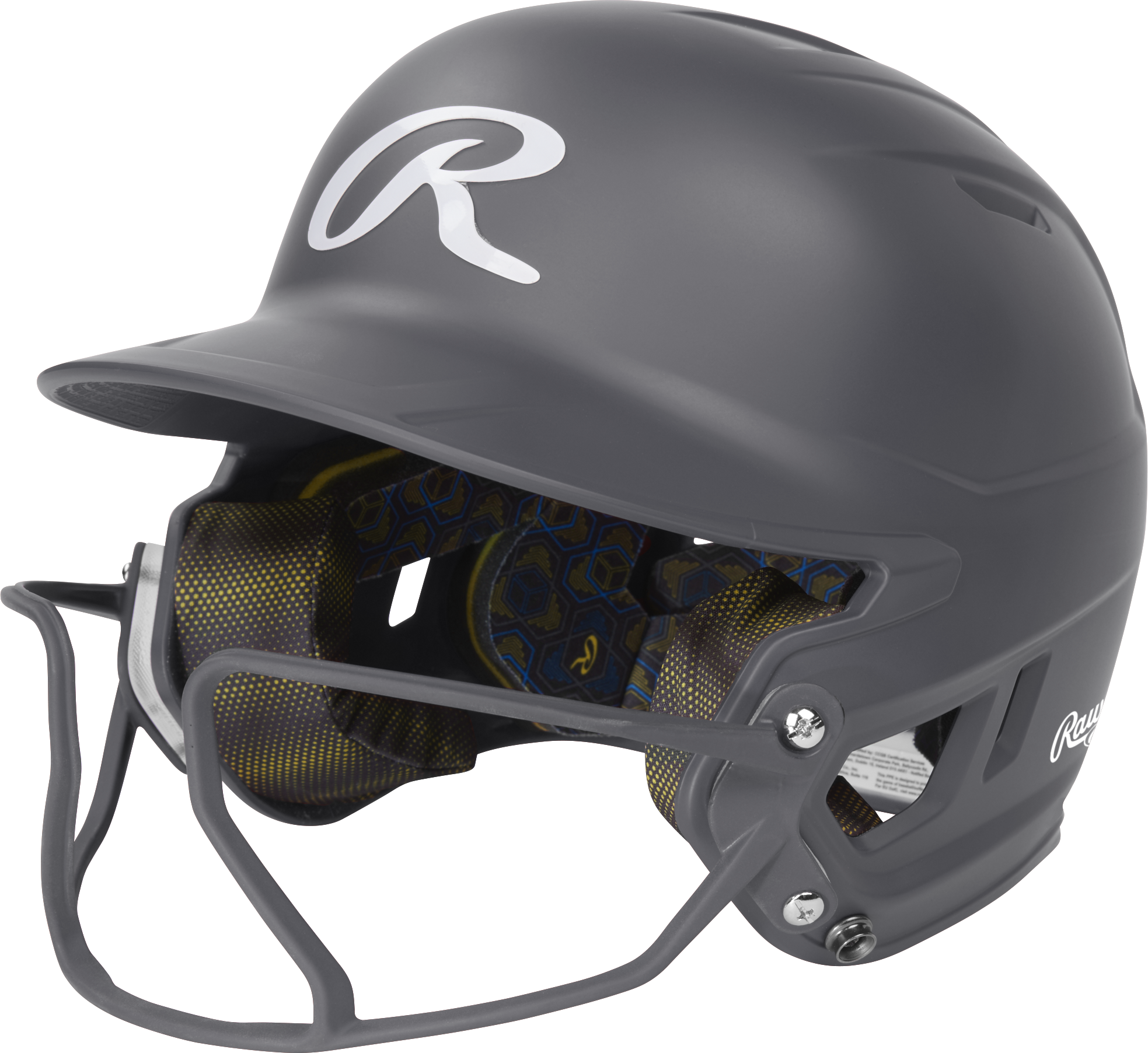 Rawlings Mach Hi-Viz Senior Matte Batting Helmet With Hi-Viz Face Guard - Graphite