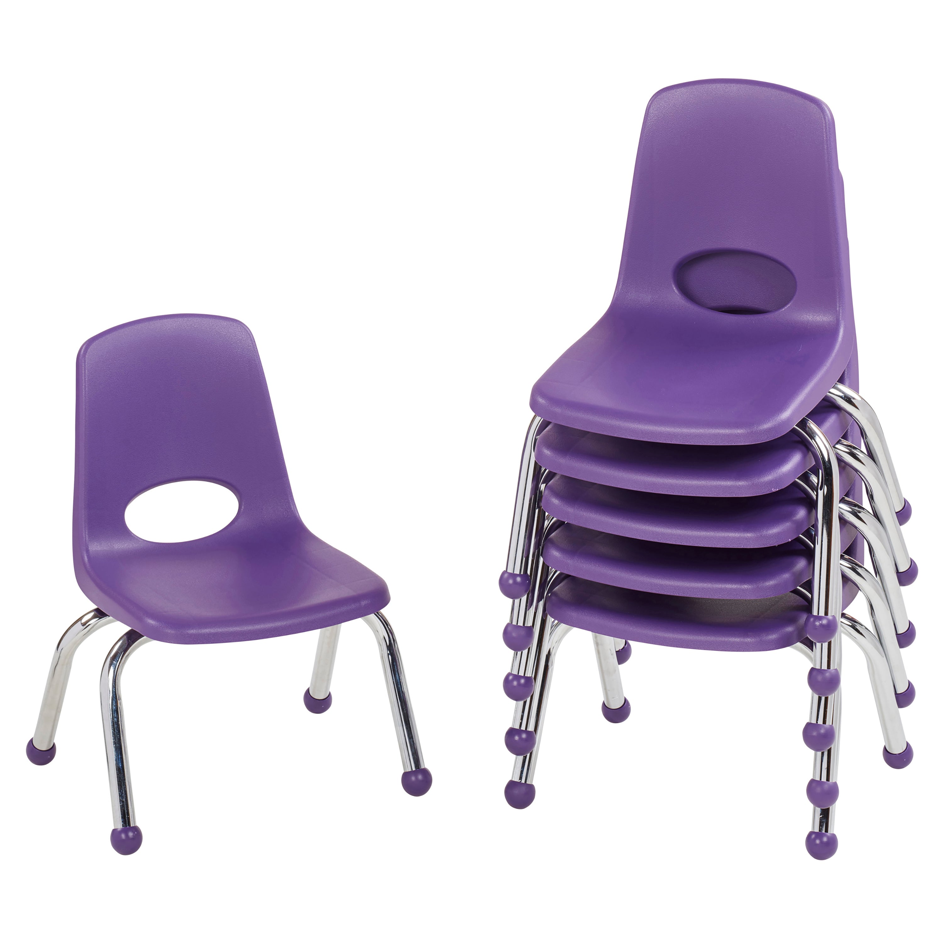 10" Stack Chair with Ball Glides - Purple