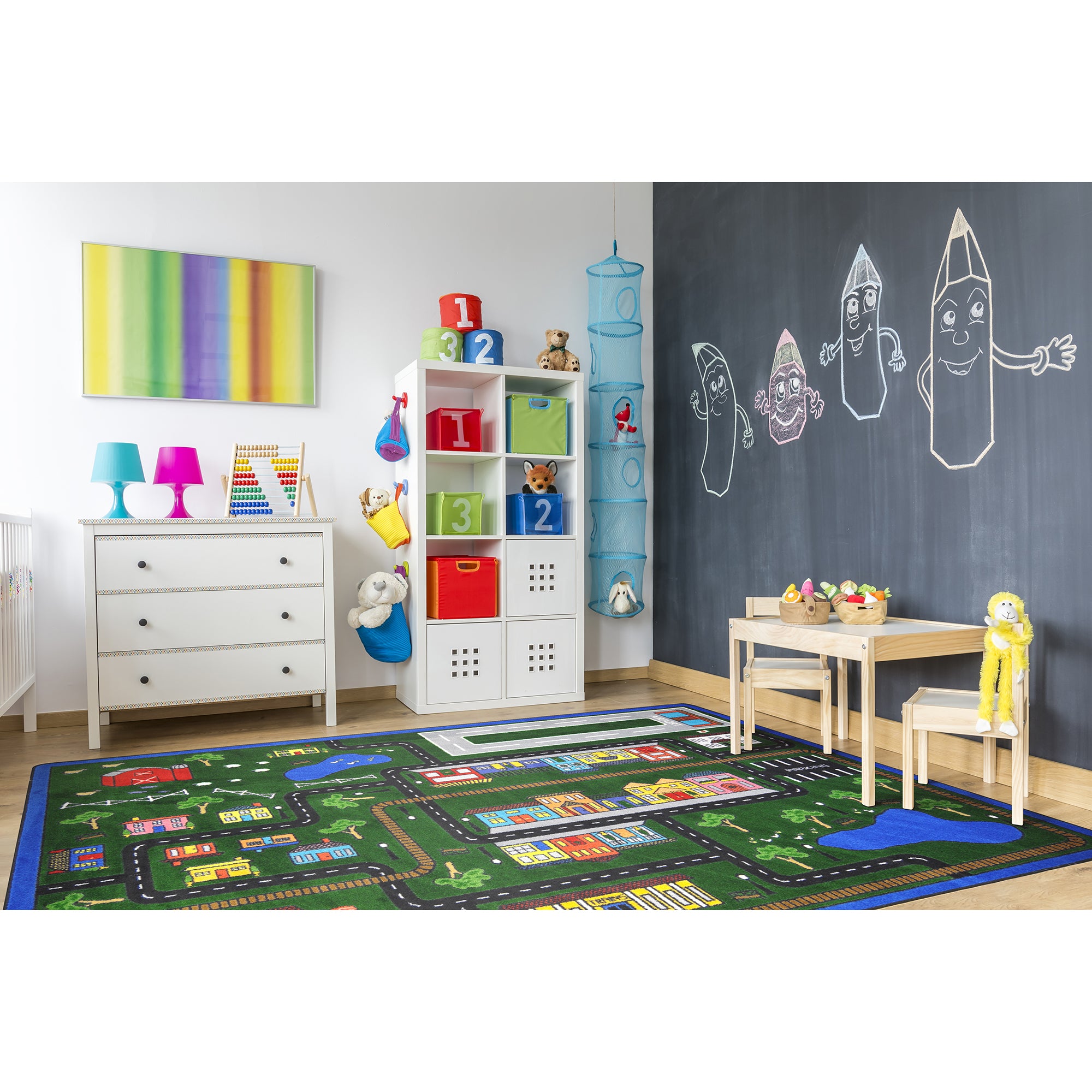 Tiny Town 5'4" x 7'8" area rug in color Multi