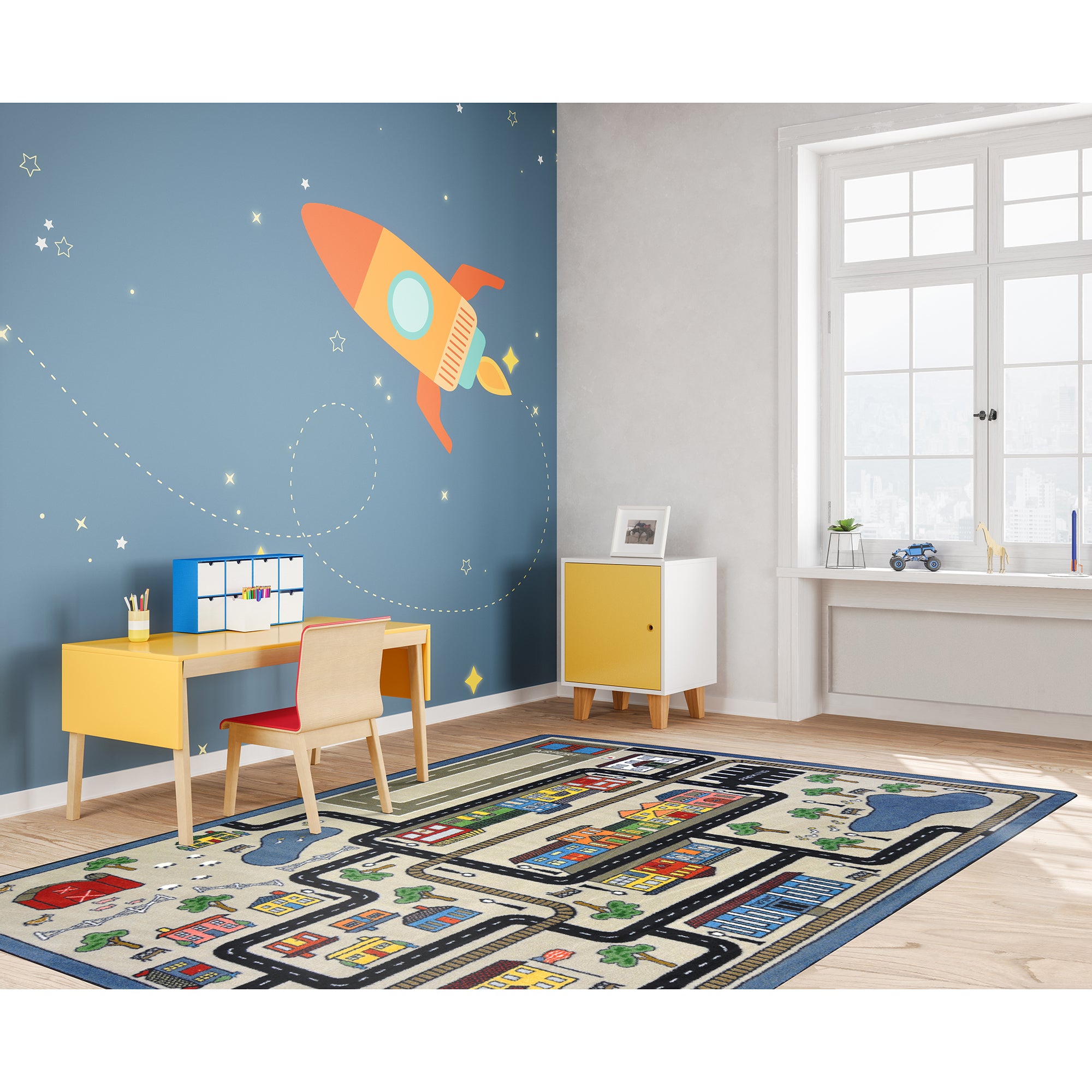 Tiny Town 10'9" x 13'2" area rug in color Pewter