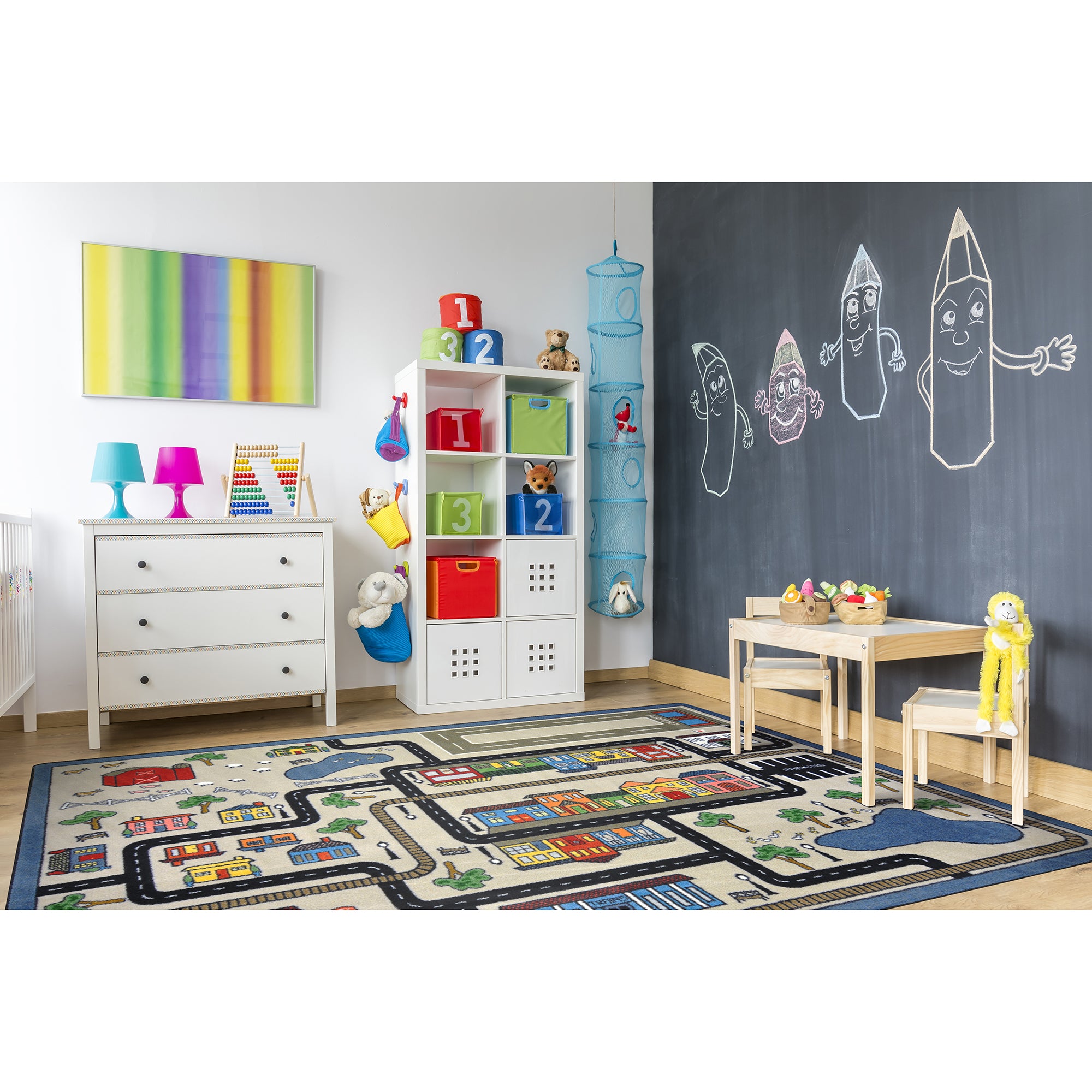 Tiny Town 5'4" x 7'8" area rug in color Pewter