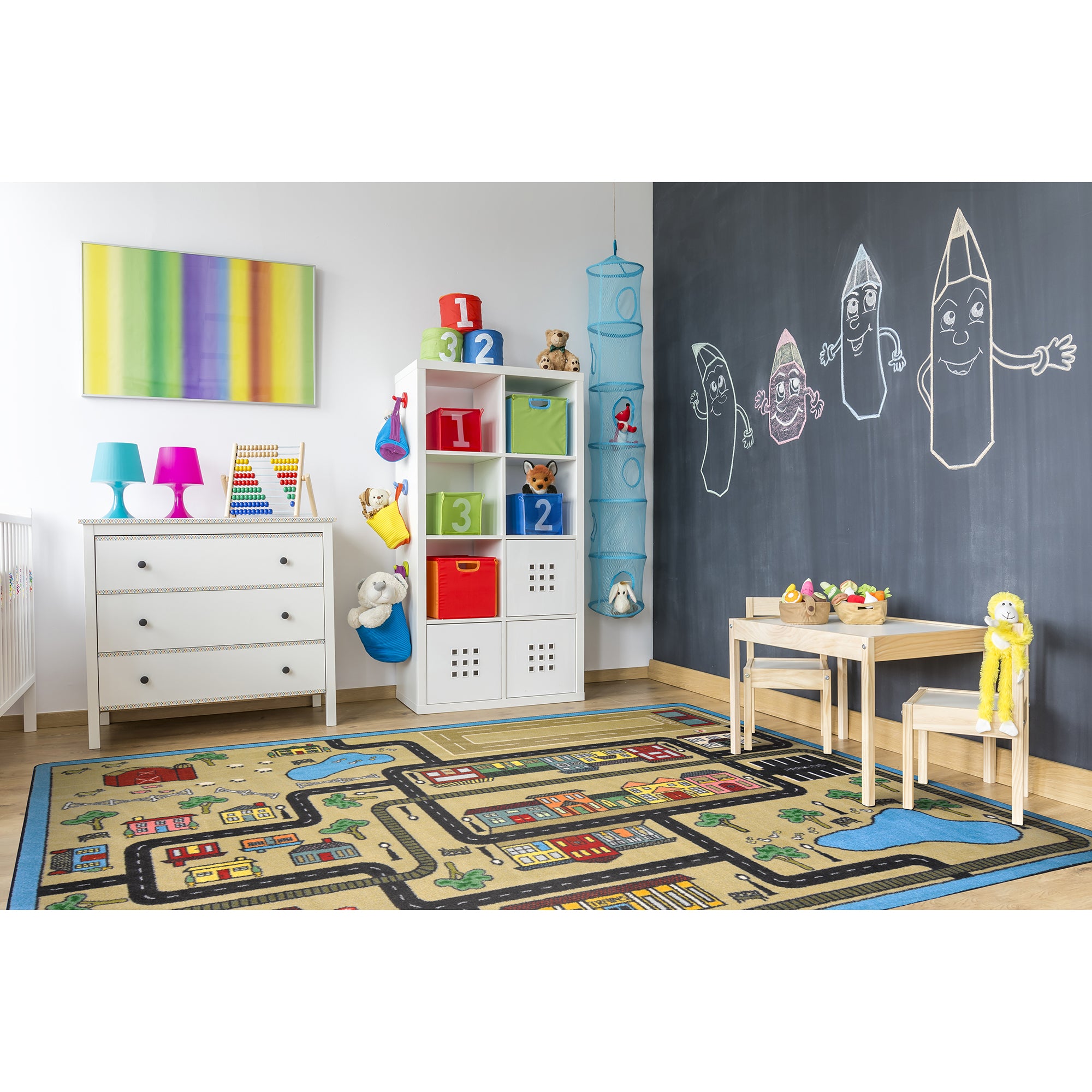 Tiny Town 5'4" x 7'8" area rug in color Sandstone