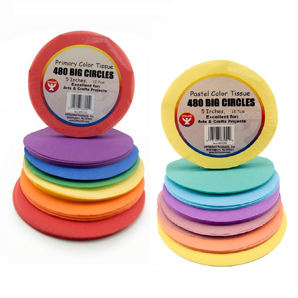 Circles - 5", 480 ct., Tissue, primary colors