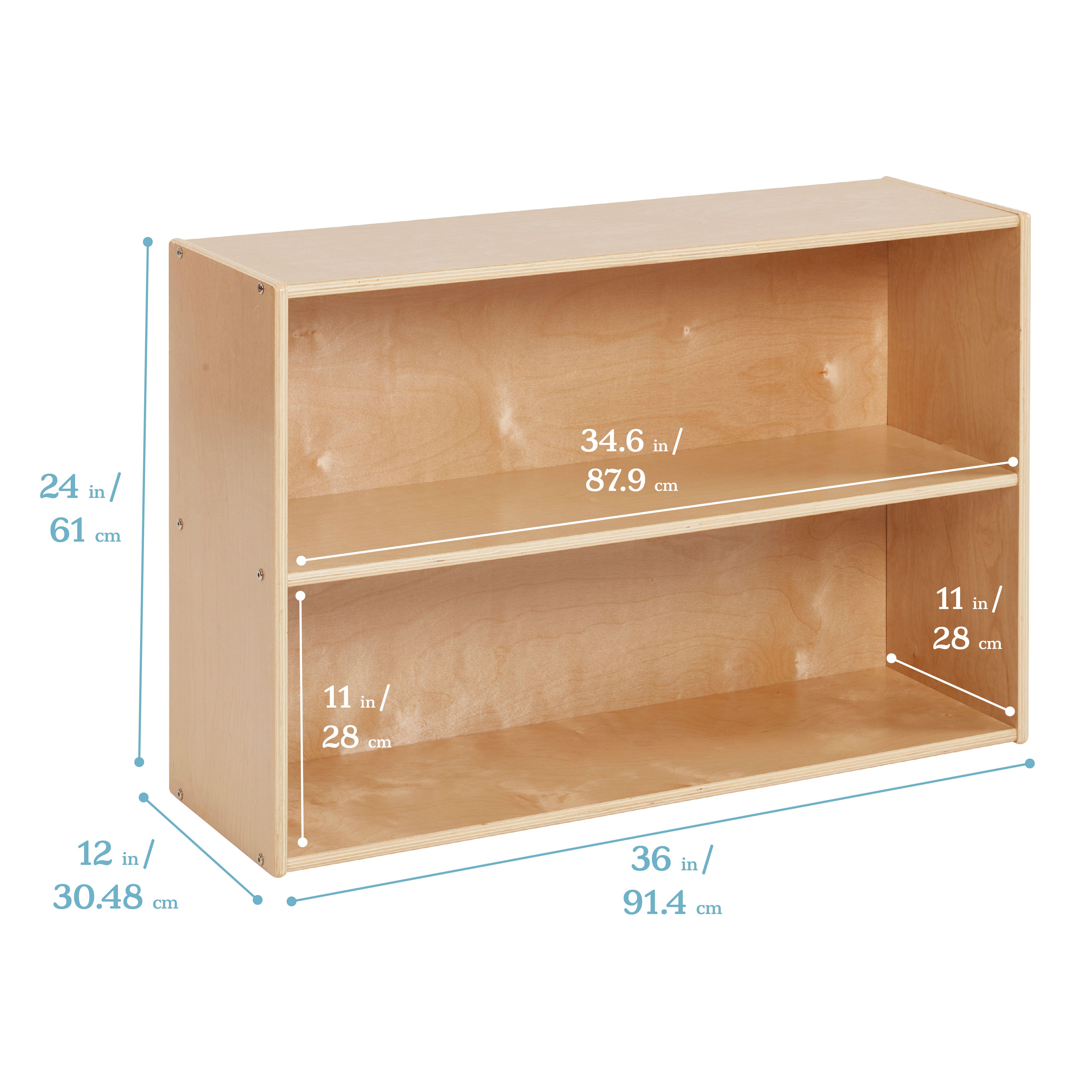 Streamline 2-Shelf Storage Cabinet with Back 24in H - Natural