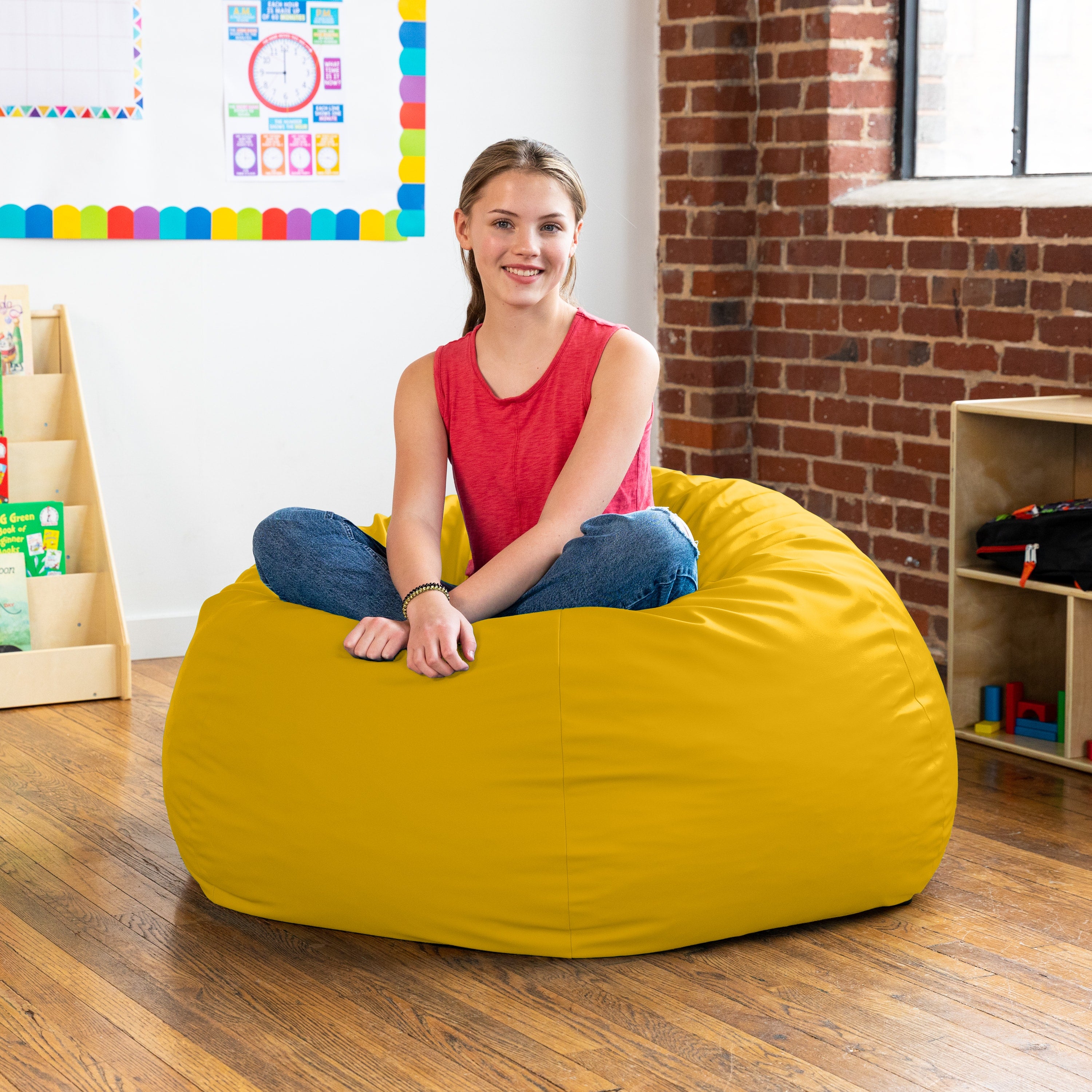 Jaxx Gumdrop Commercial Grade Bean Bag for Educational Environments, Large Size - Premium Vinyl - Yellow