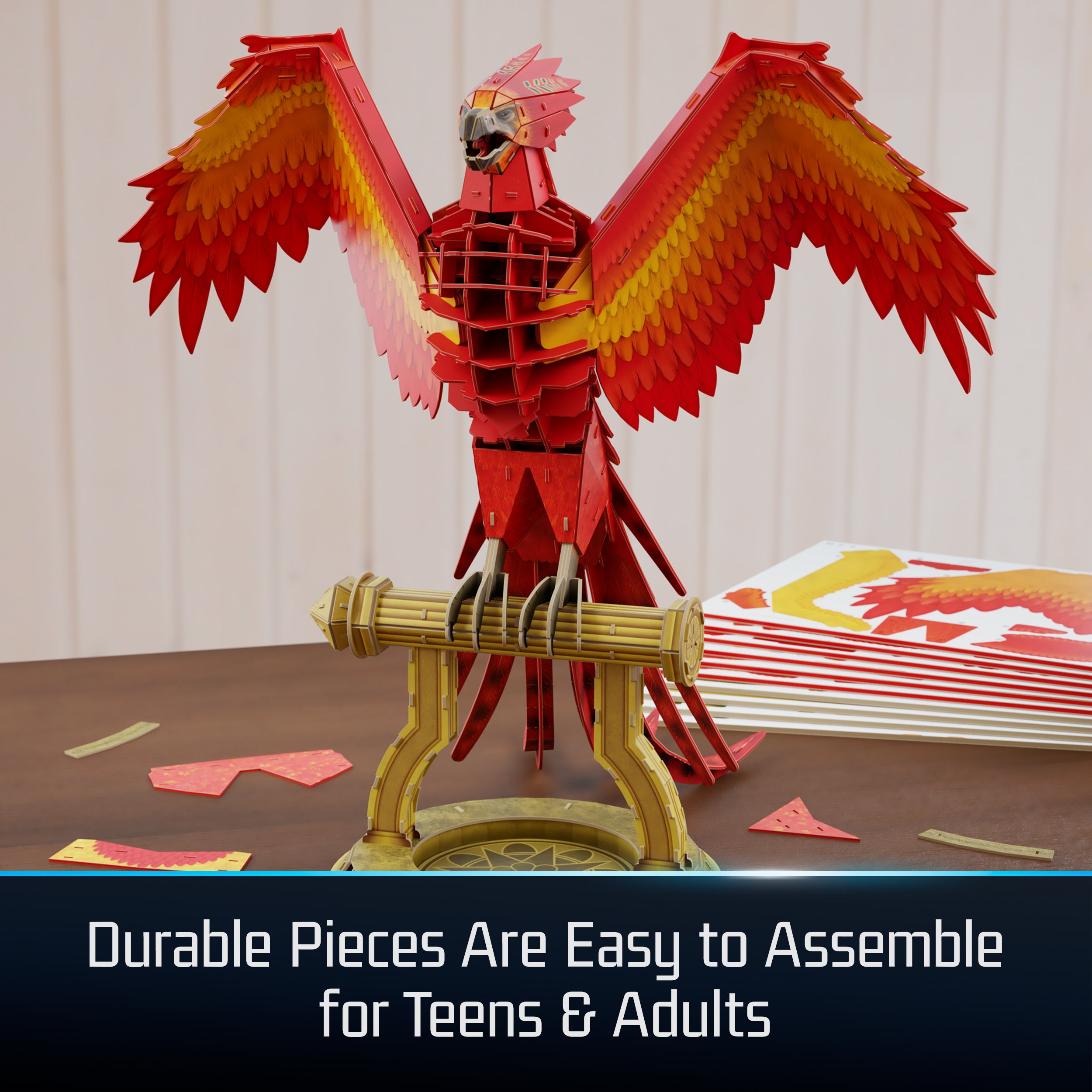 4D Build, Harry Potter Fawkes Phoenix 3D Model Kit with Stand, Harry Potter Collectibles & Desk Décor, Adult Puzzle, Building Toys, 3D Puzzles for Adults & Teens, 172 Pieces, for Ages 12 & Up