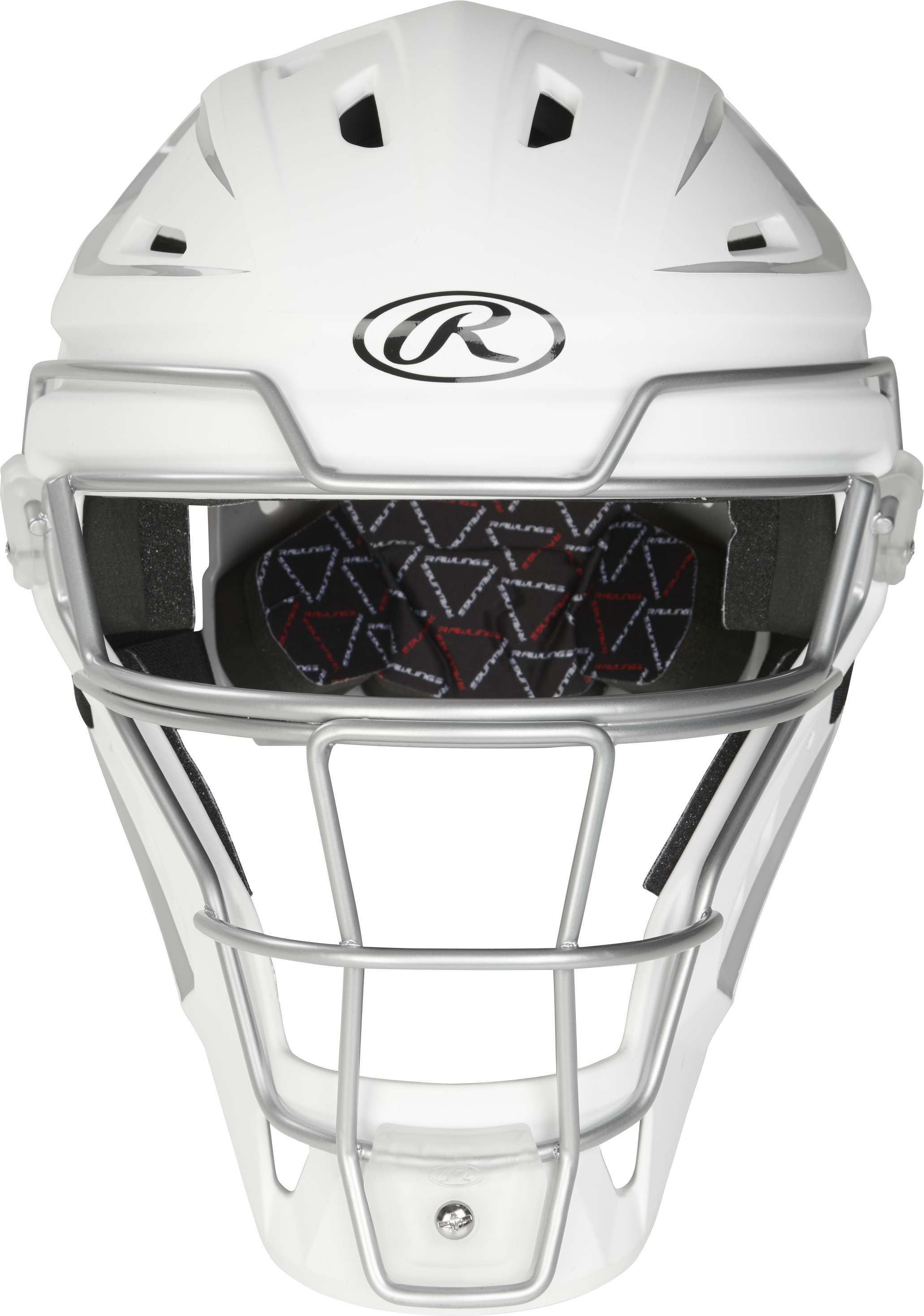 Rawlings Velo 2.0 Matte Senior Catchers Helmet - White/Silver